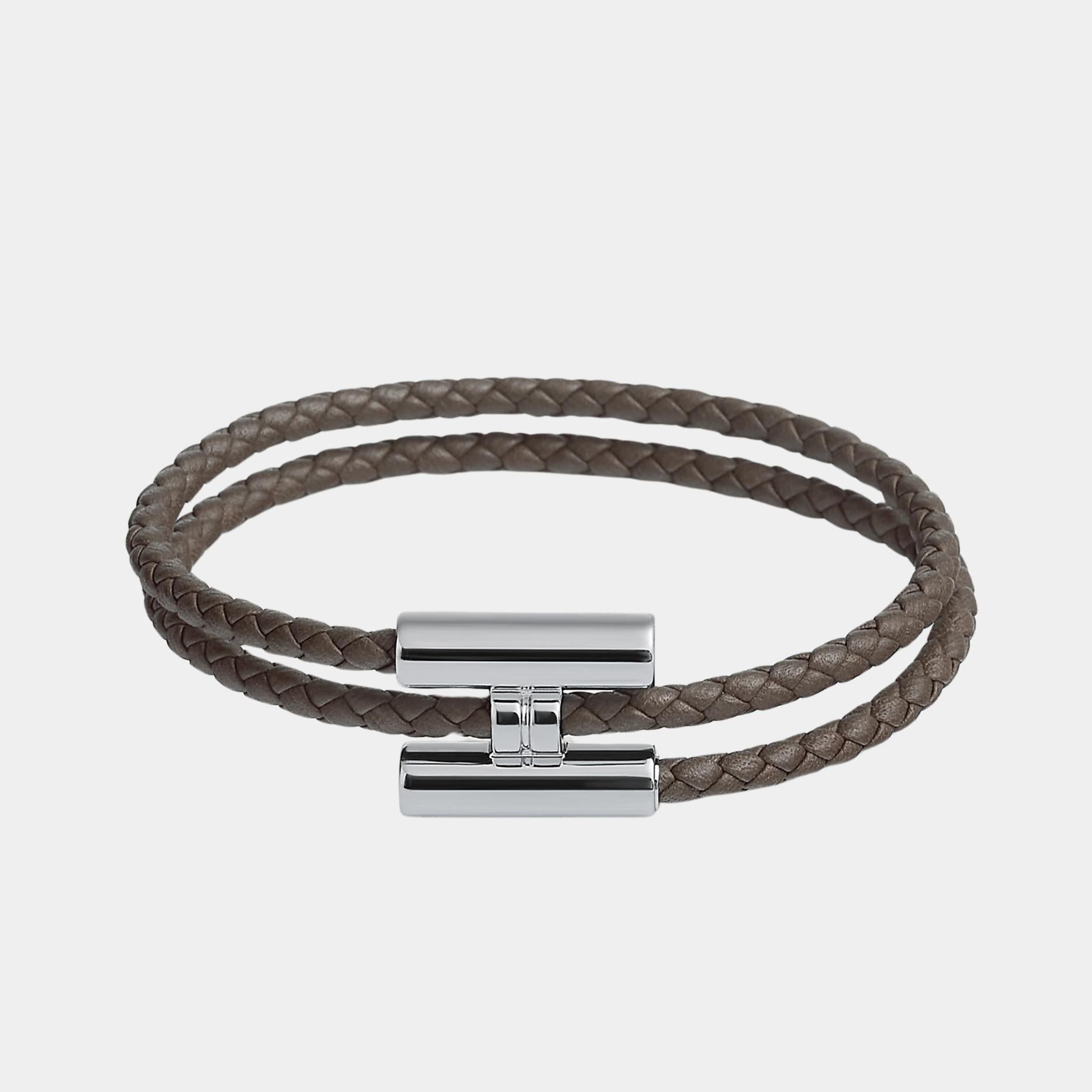 Hermes Tournis Tresse Bracelet Palladium Plated, Gris Etain