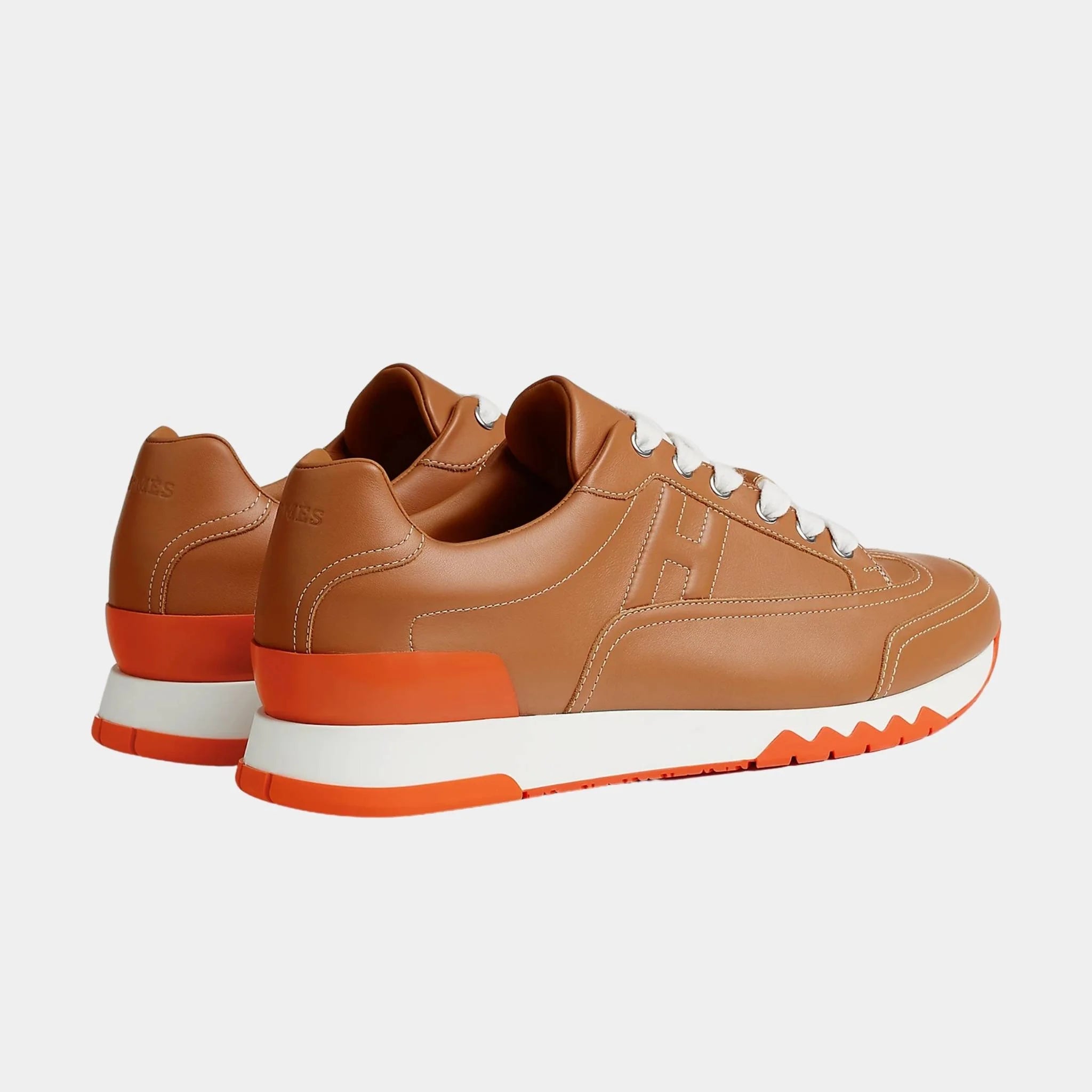 Hermes Trail Sneaker in Calfskin , Naturel, Back