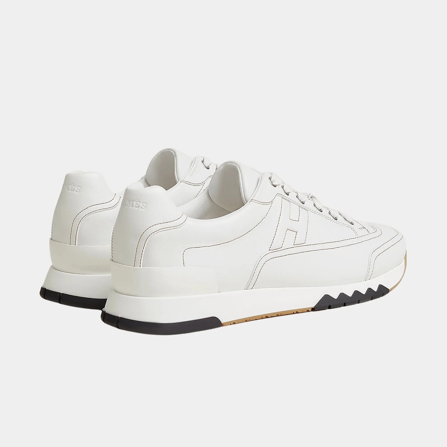 Hermes Trail Sneaker in Calfskin , Blanc, Back