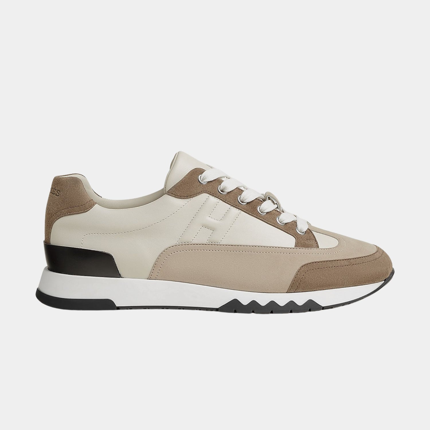 Hermes Trail Sneaker Calfskin and Suede Goatskin, Beige Galet, Side