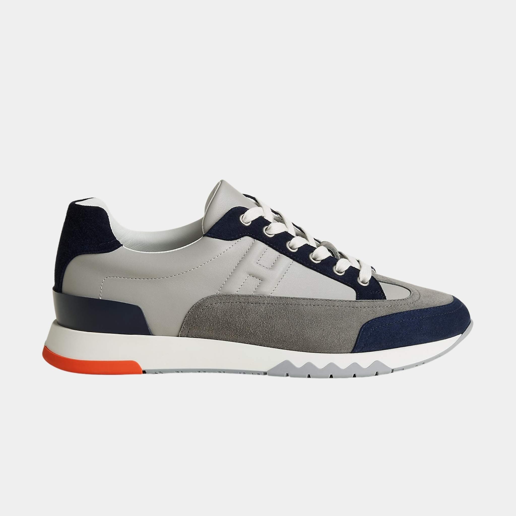Hermes Trail Sneaker Multicolore Suede and Calfskin, Gris Silex, Side