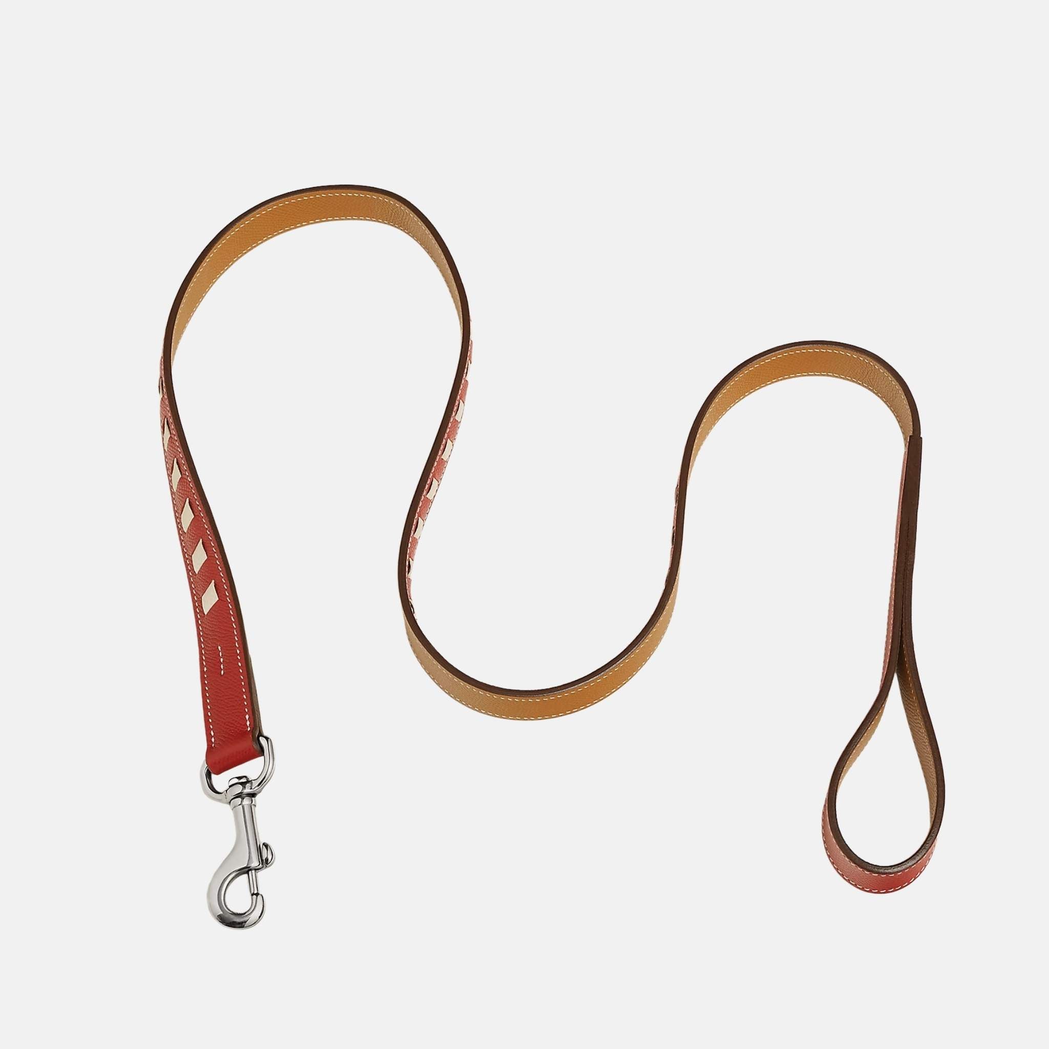 Hermes Tressee Luxury Dog Leash, Rouge Casaque  