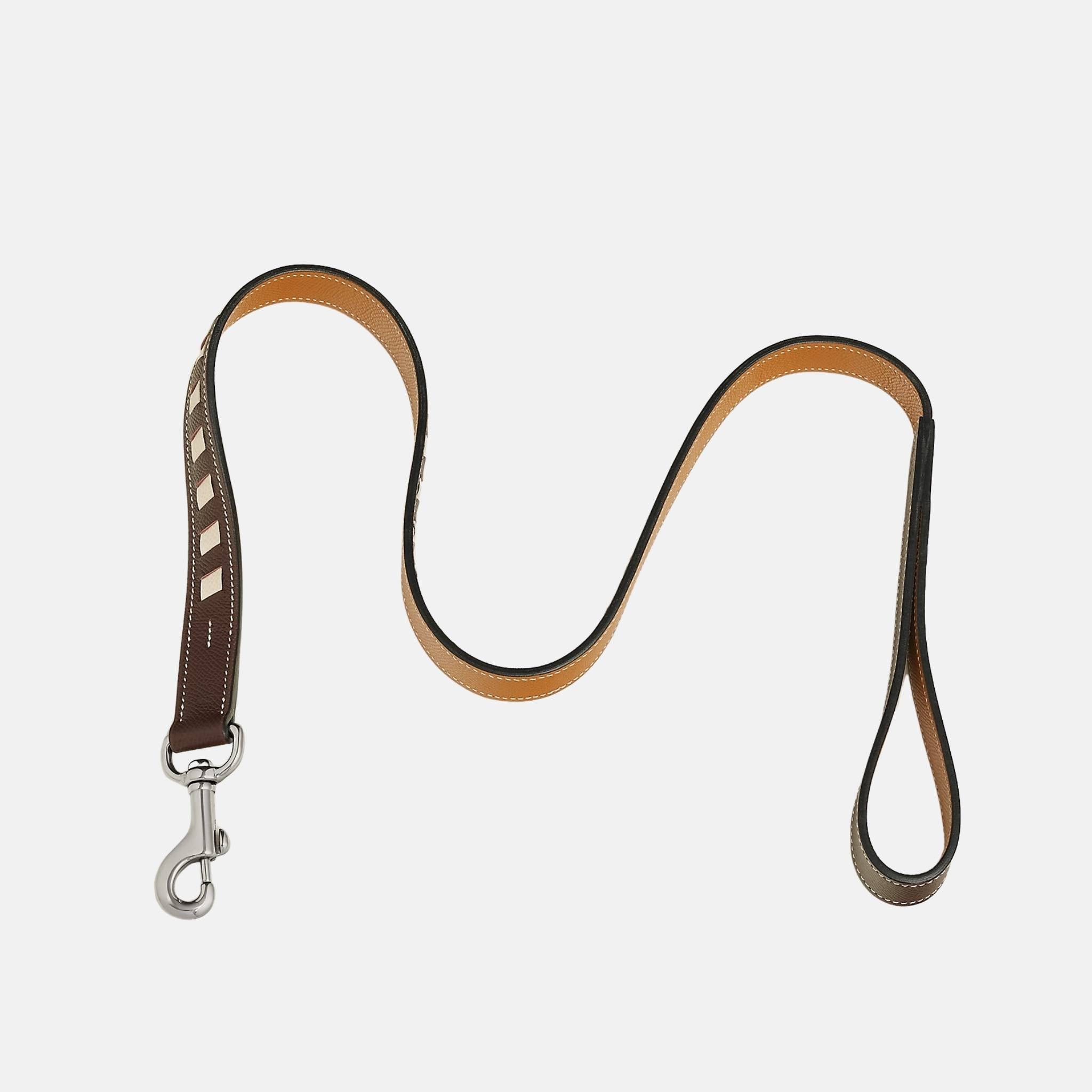 Hermes Tressee Luxury Dog Leash, Rouge Sellier