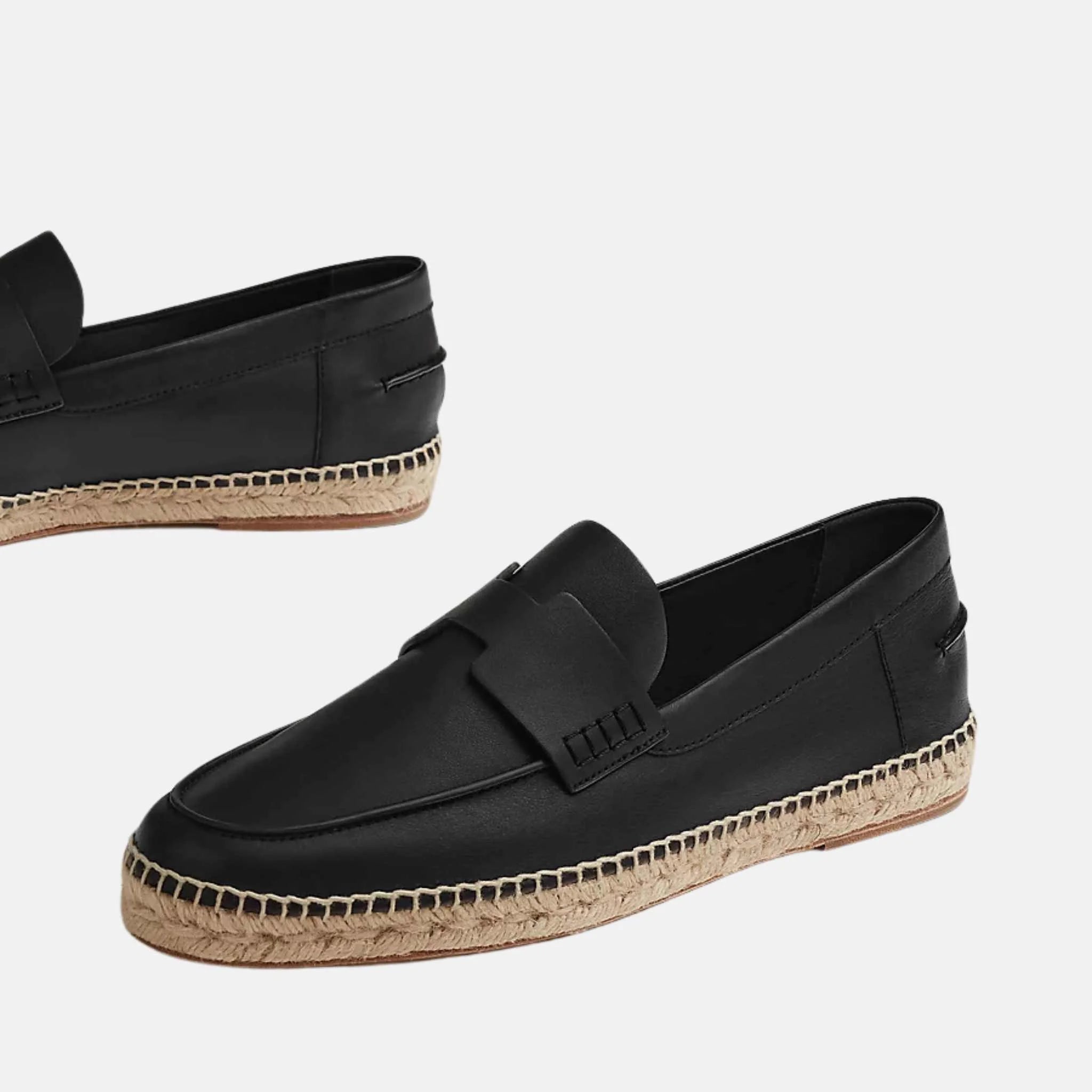 Hermes Trip espadrille Calfskin, Noir, Side