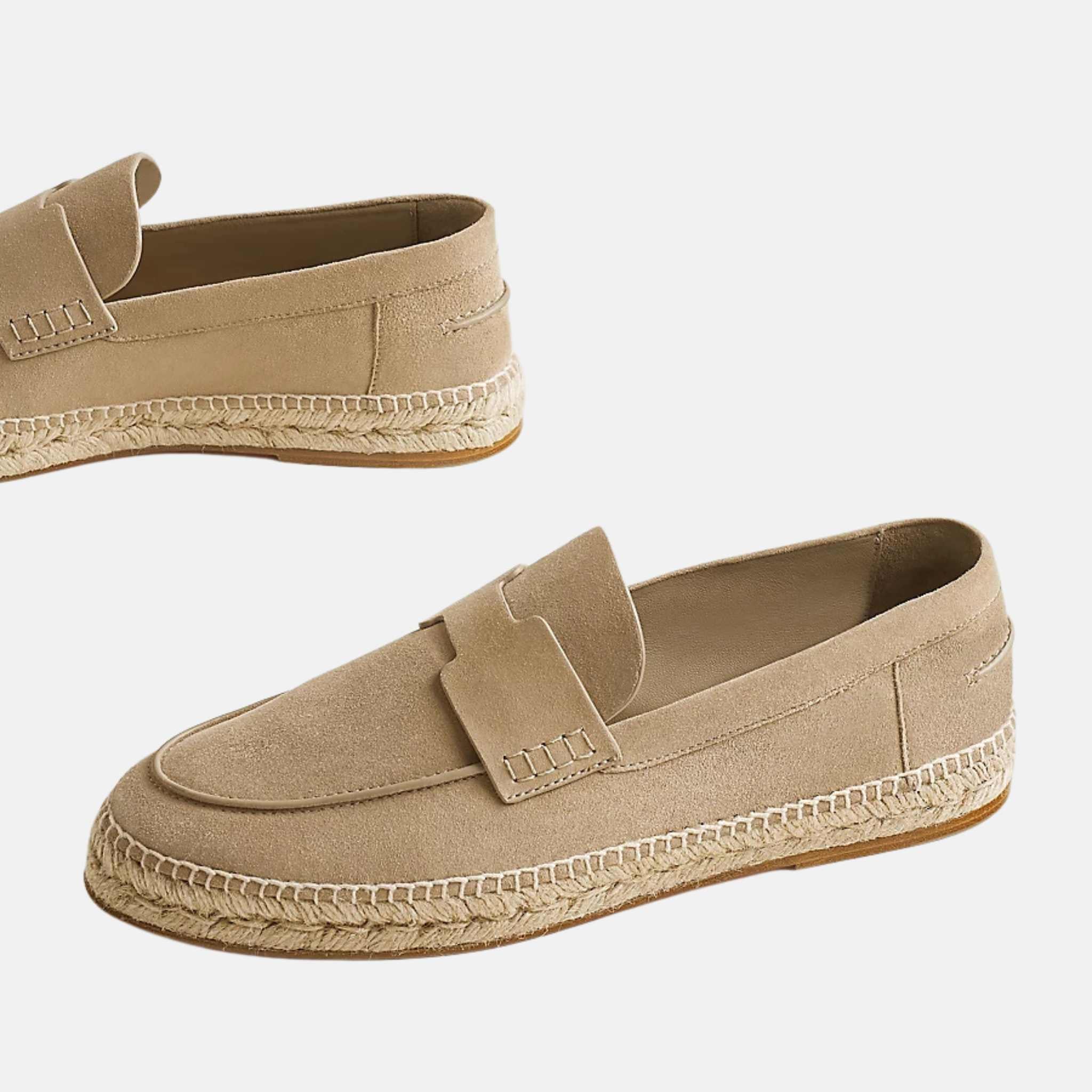 Hermes Trip Espadrille Suede Goatskin , Beige Sable, Side