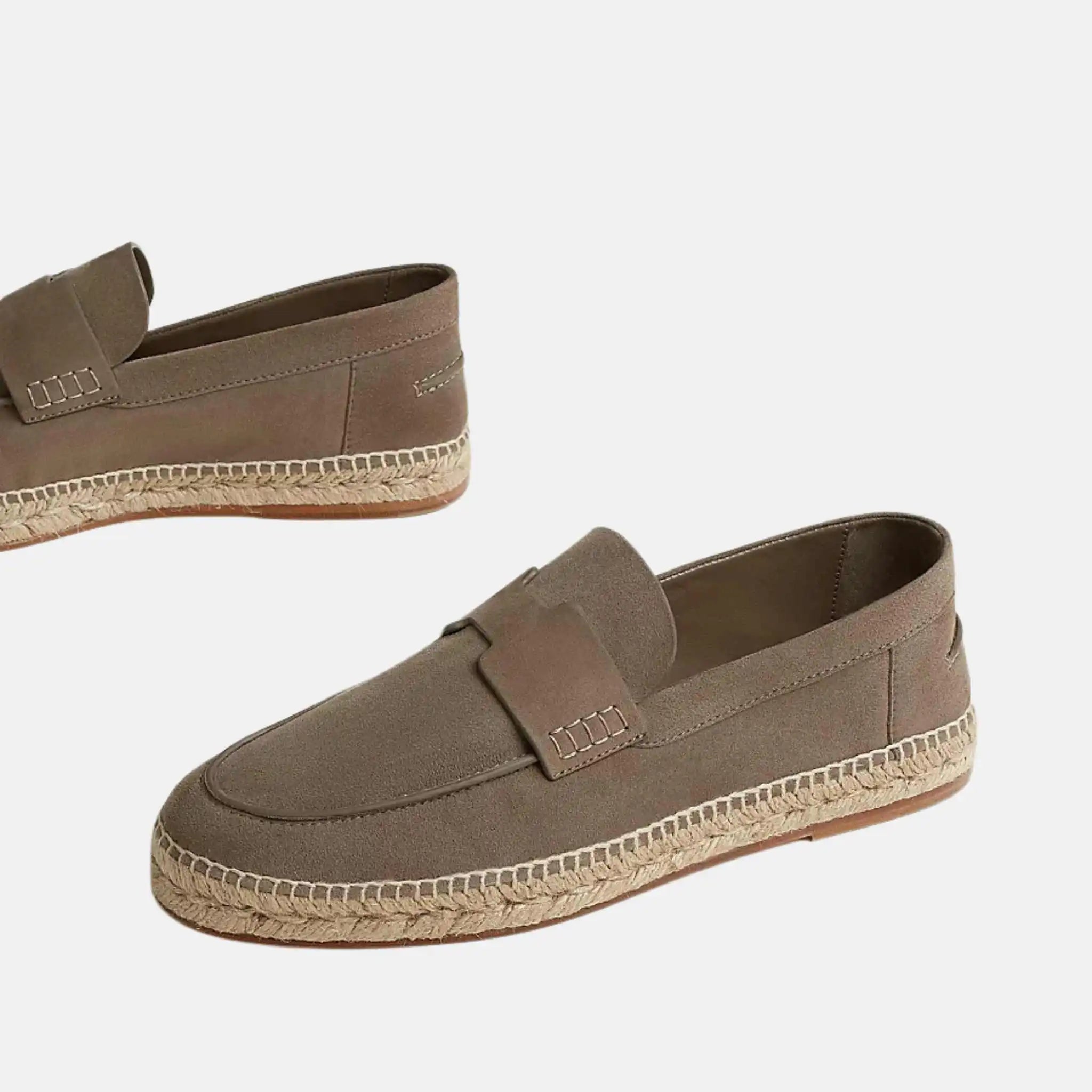 Hermes Trip Espadrille in Suede Goatskin, Etoupe, Side