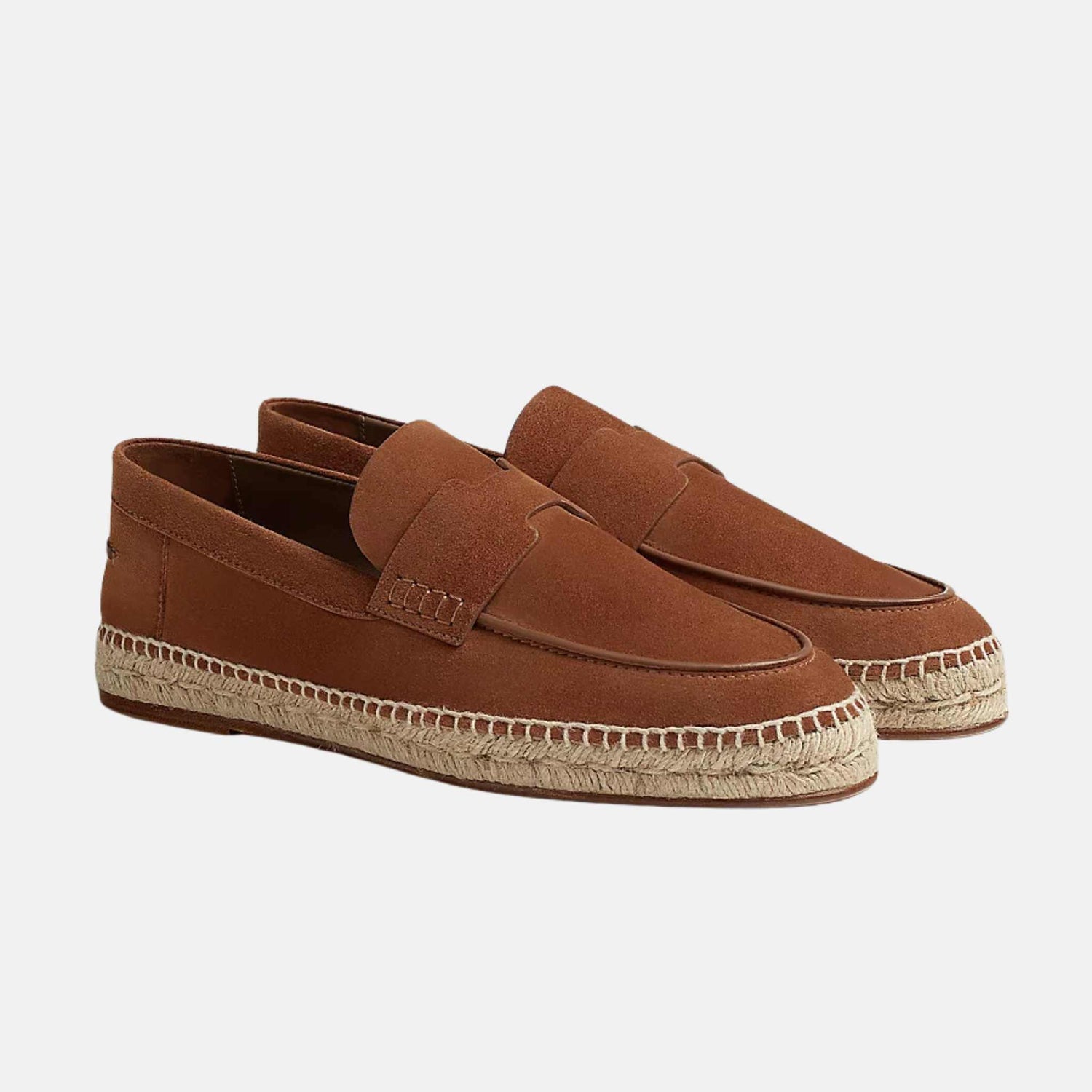 Hermes Trip Espadrille Suede Goatskin , Marron Teck, Front