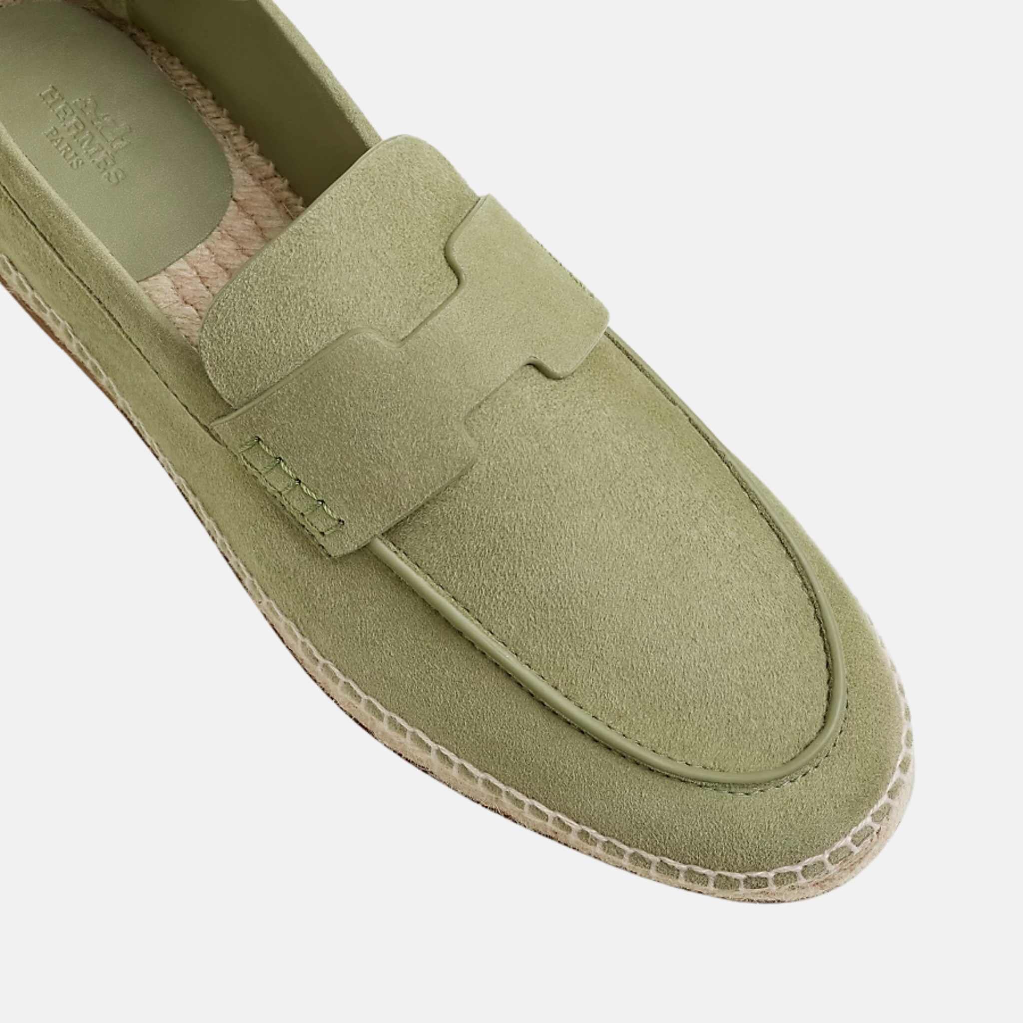 Hermes Trip Espadrille Suede Goatskin , Vert Celadon, Top