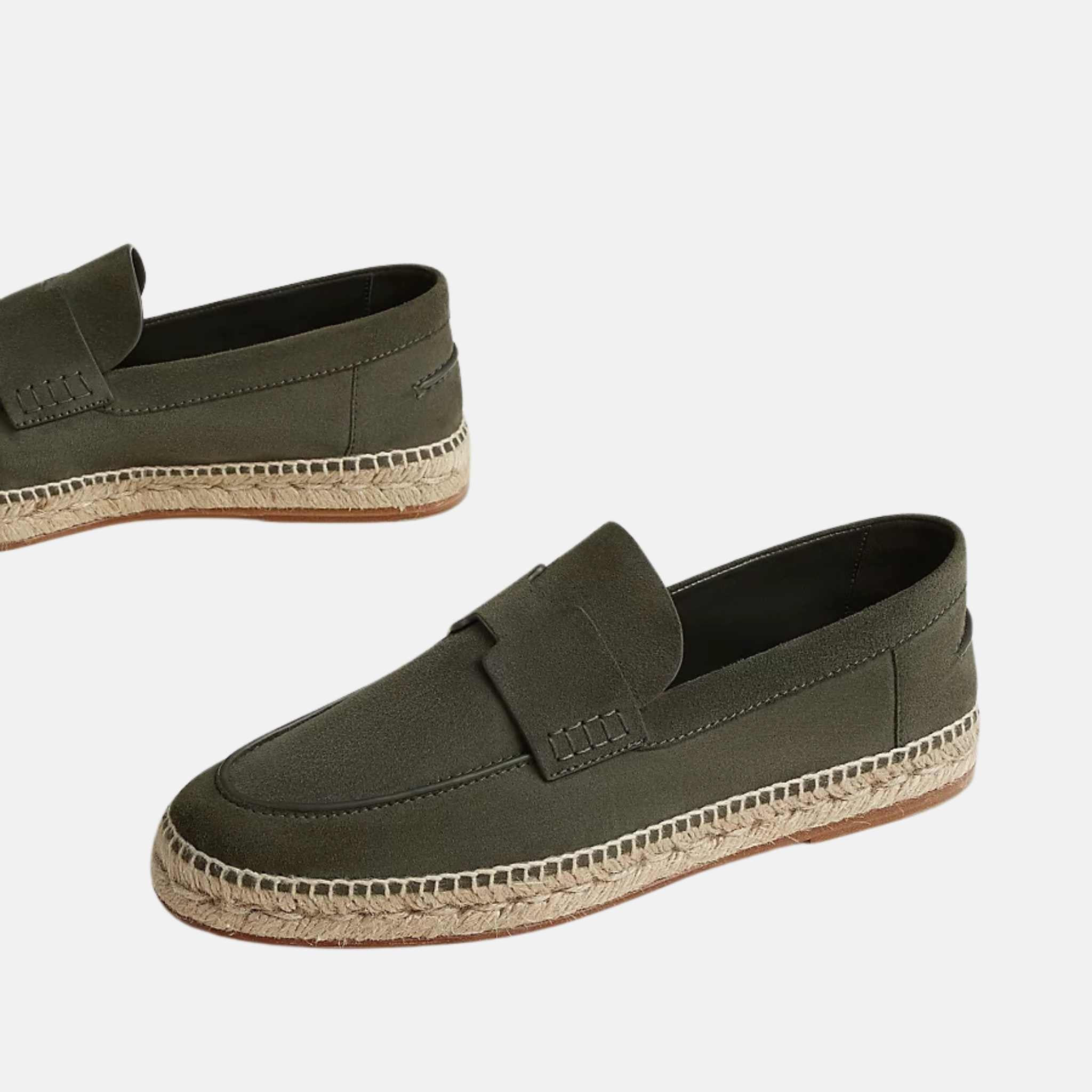 Hermes Trip Espadrille Suede Goatskin , Vert Foret, Side