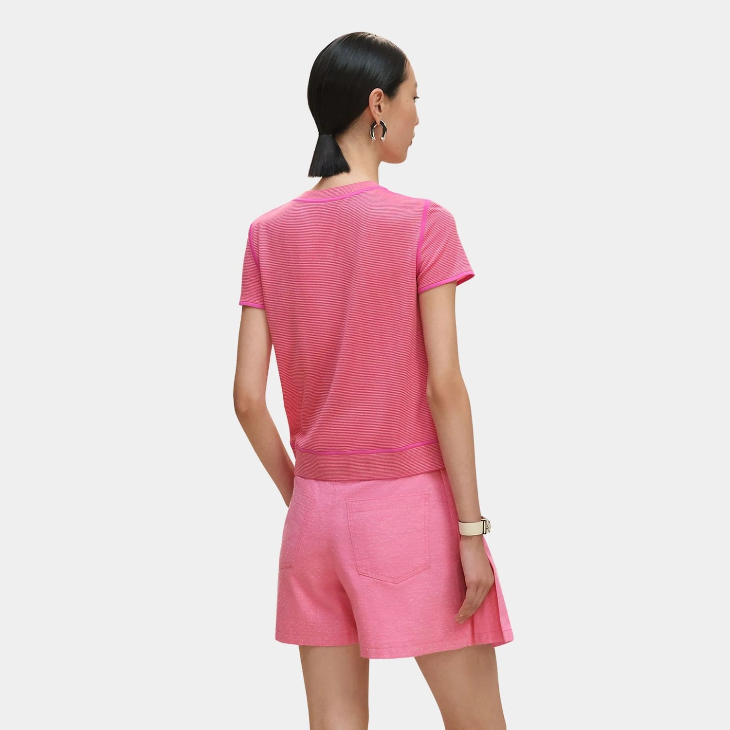 Hermes Twillaine Short-sleeved Sweater with Candy Libris Print, Rose Sakura, Back