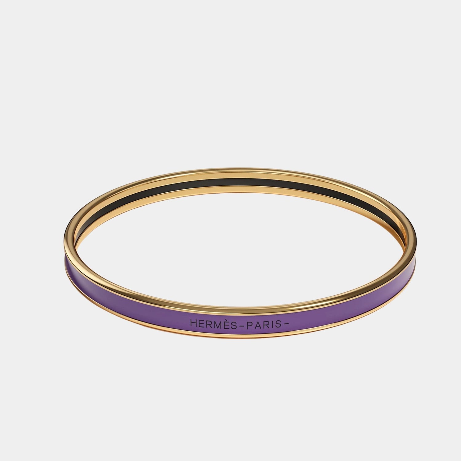 Hermes Uni Bangle in Enamel Gold Plated, Anemone Iris