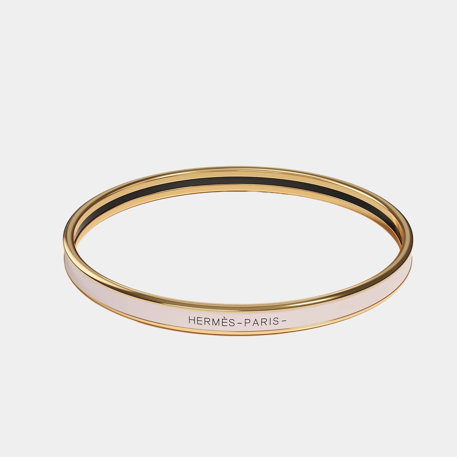 Hermes Uni Bangle in Enamel Gold Plated, Rose Candeur