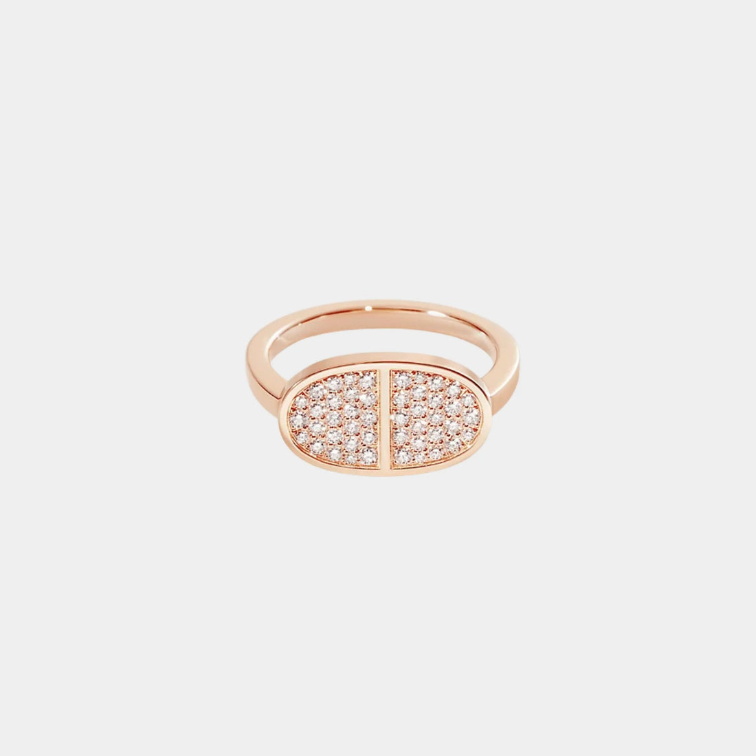Hermes Verso Anchor Chain Ring Medium Model Rose Gold Diamond, Front