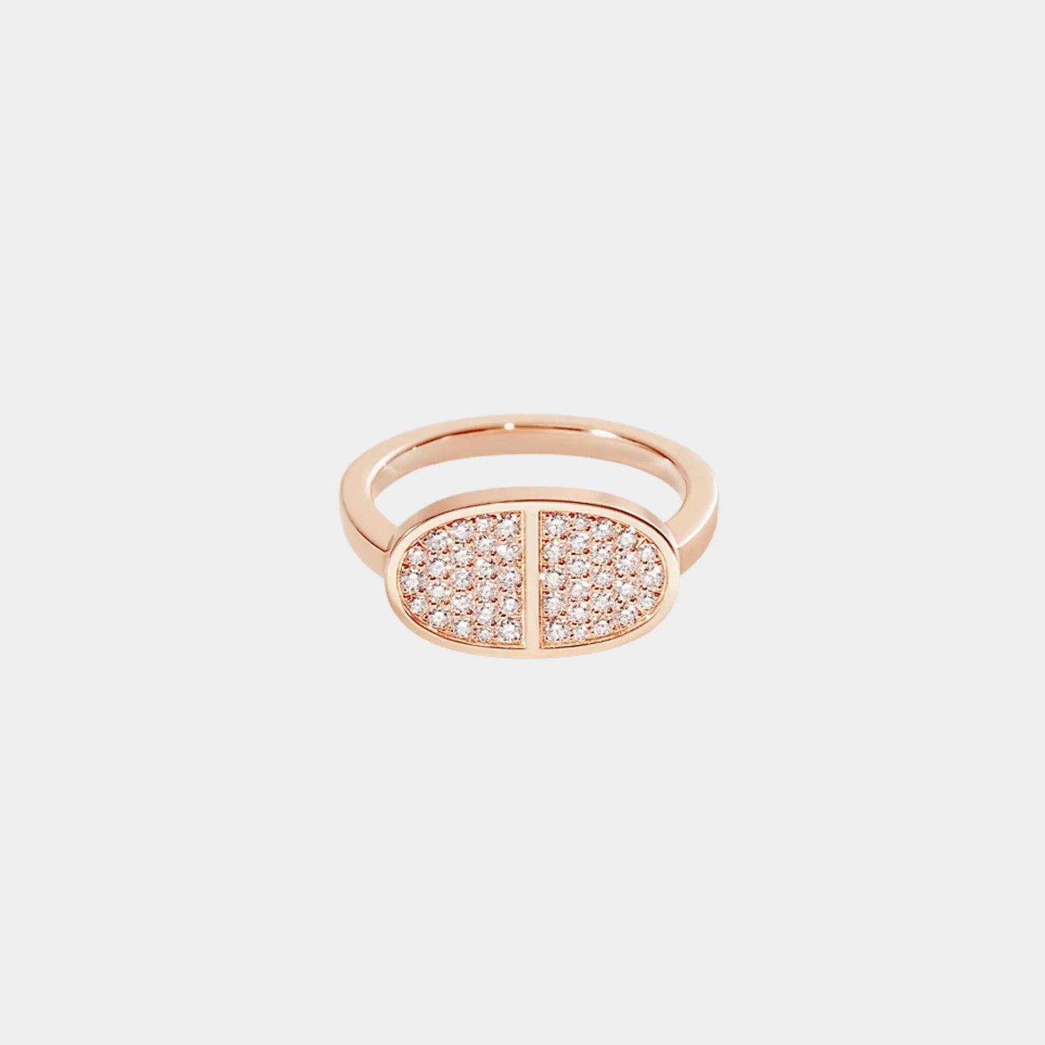 Hermes Verso Anchor Chain Ring Medium Model Rose Gold Diamond, Front
