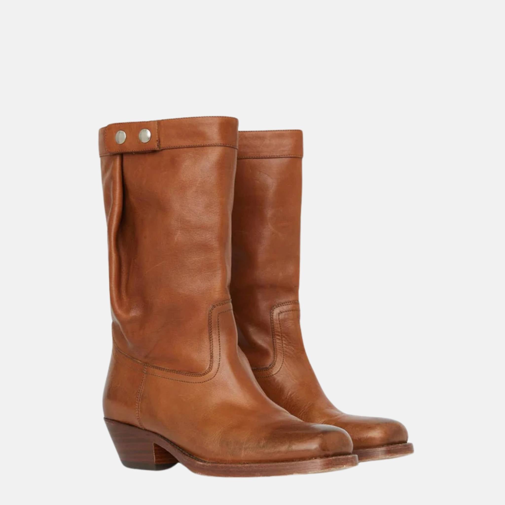 Isabel Marant Ademe Biker Style Leather Boots, Front