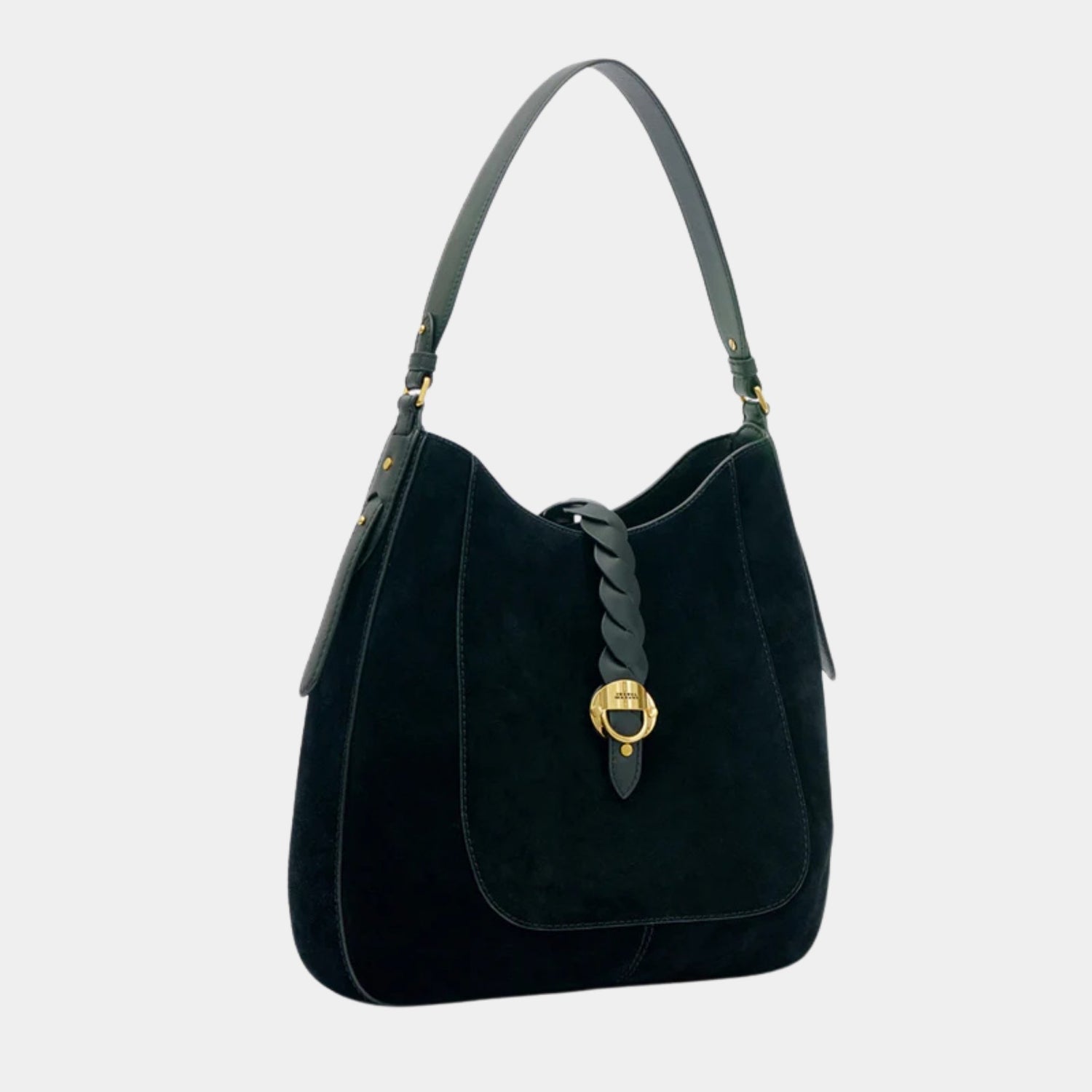 Isabel Marant Altay Hobo Suede Calfskin Leather Bag, Black, Side