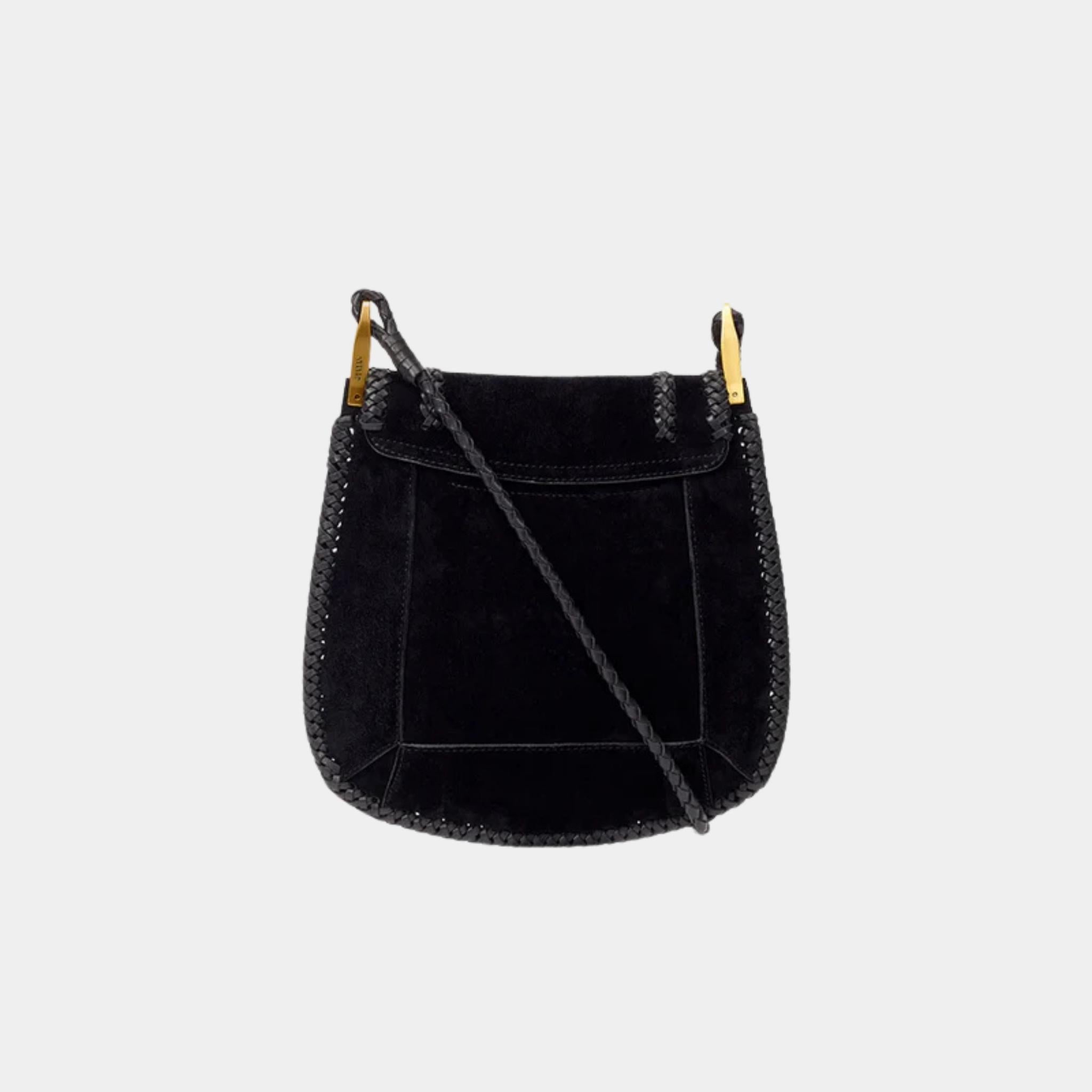 Isabel Marant Anahi Braided Suede Leather Shoulder Bag, Black, Back