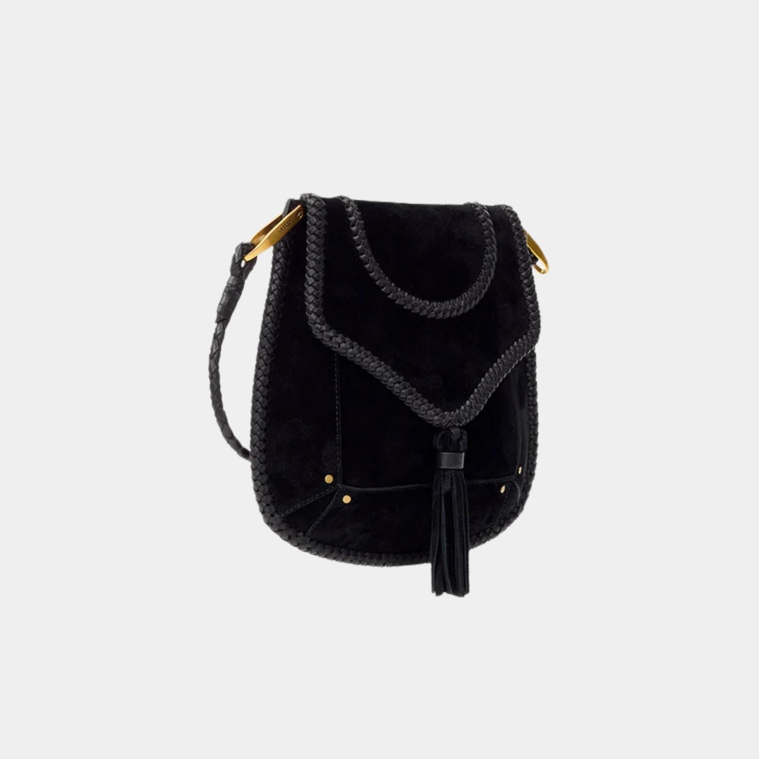 Isabel Marant Anahi Braided Suede Leather Shoulder Bag, Black, Side