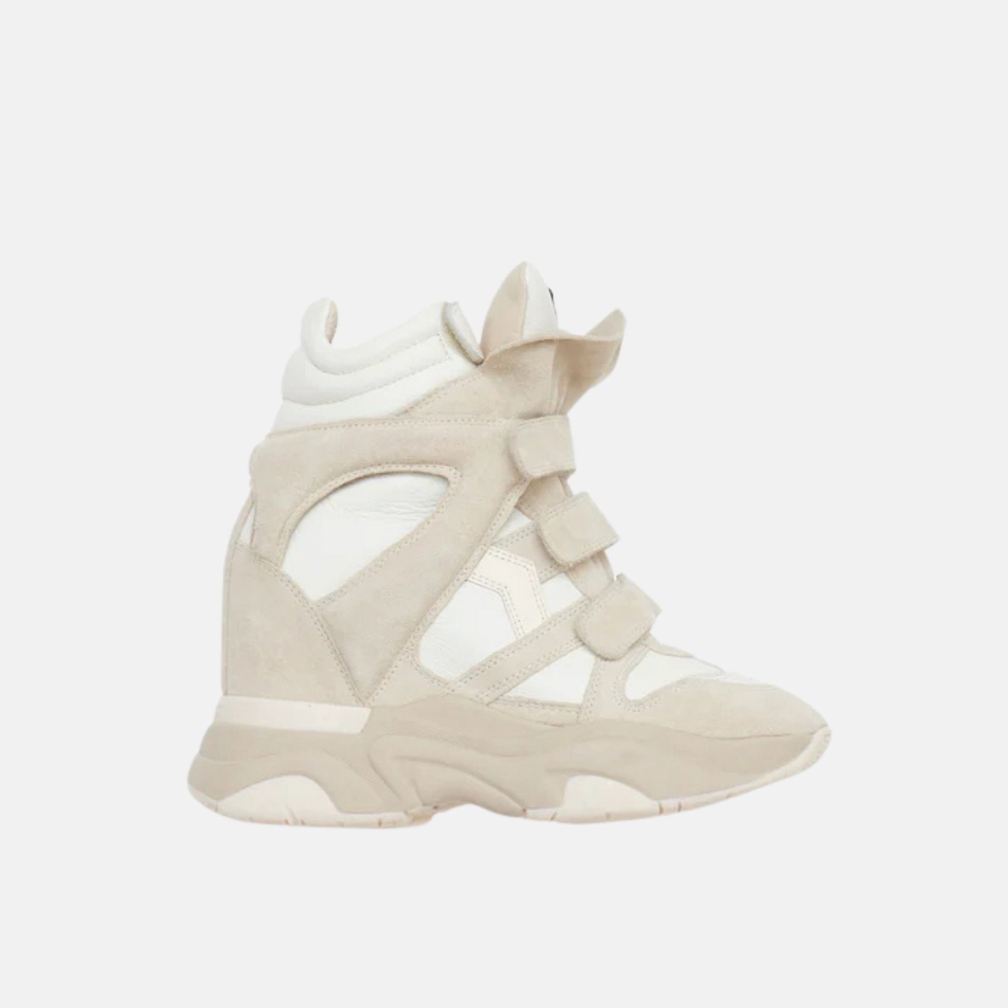 Isabel Marant Balskee High Top Leather Wedge Sneakers, White, Side