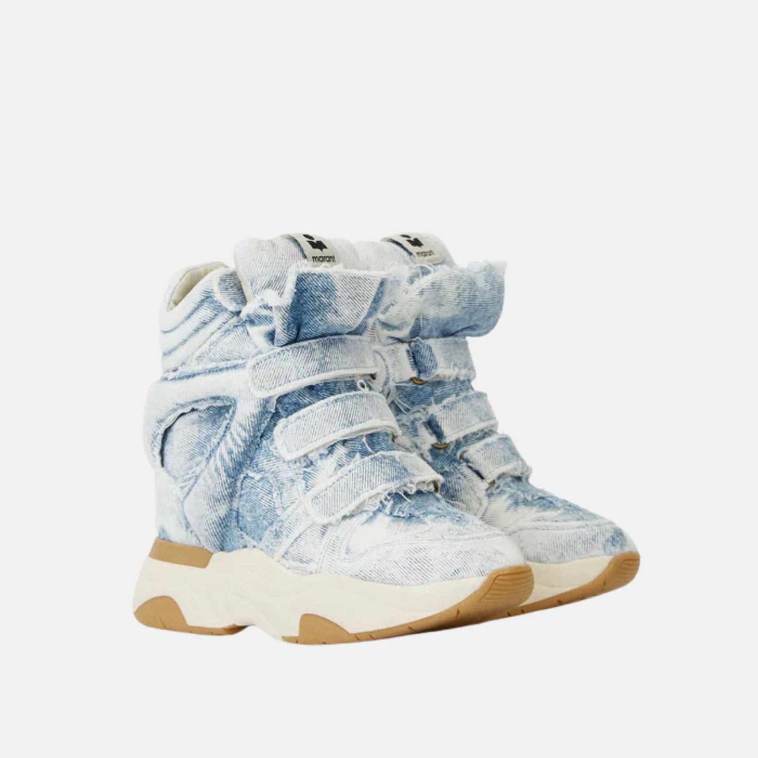 Isabel Marant Balskee High Top Wedge Sneakers In Denim, Front