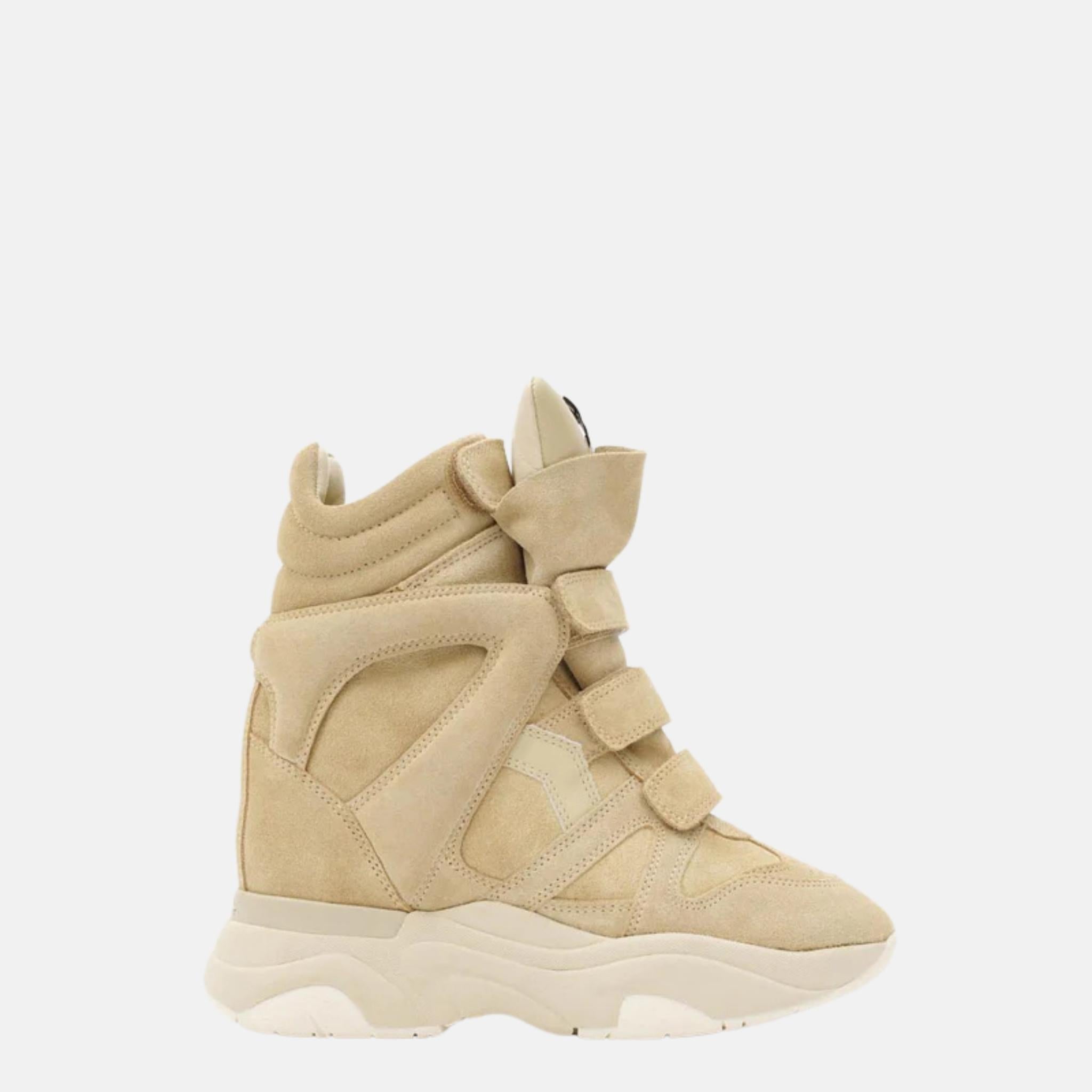 Isabel Marant Balskee High Top Wedge Sneakers Suede Calfskin Leather, Side