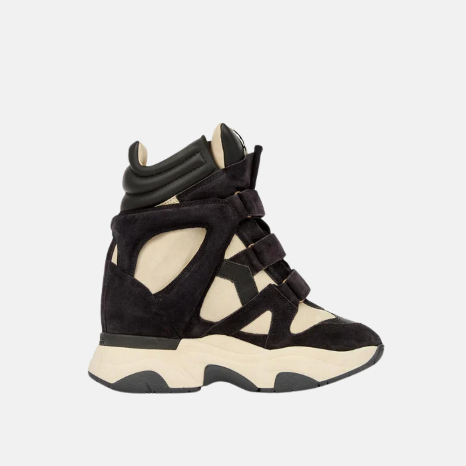 Isabel Marant Balskee Wedge Sneakers In Suede Calfskin Leather, Black, Side