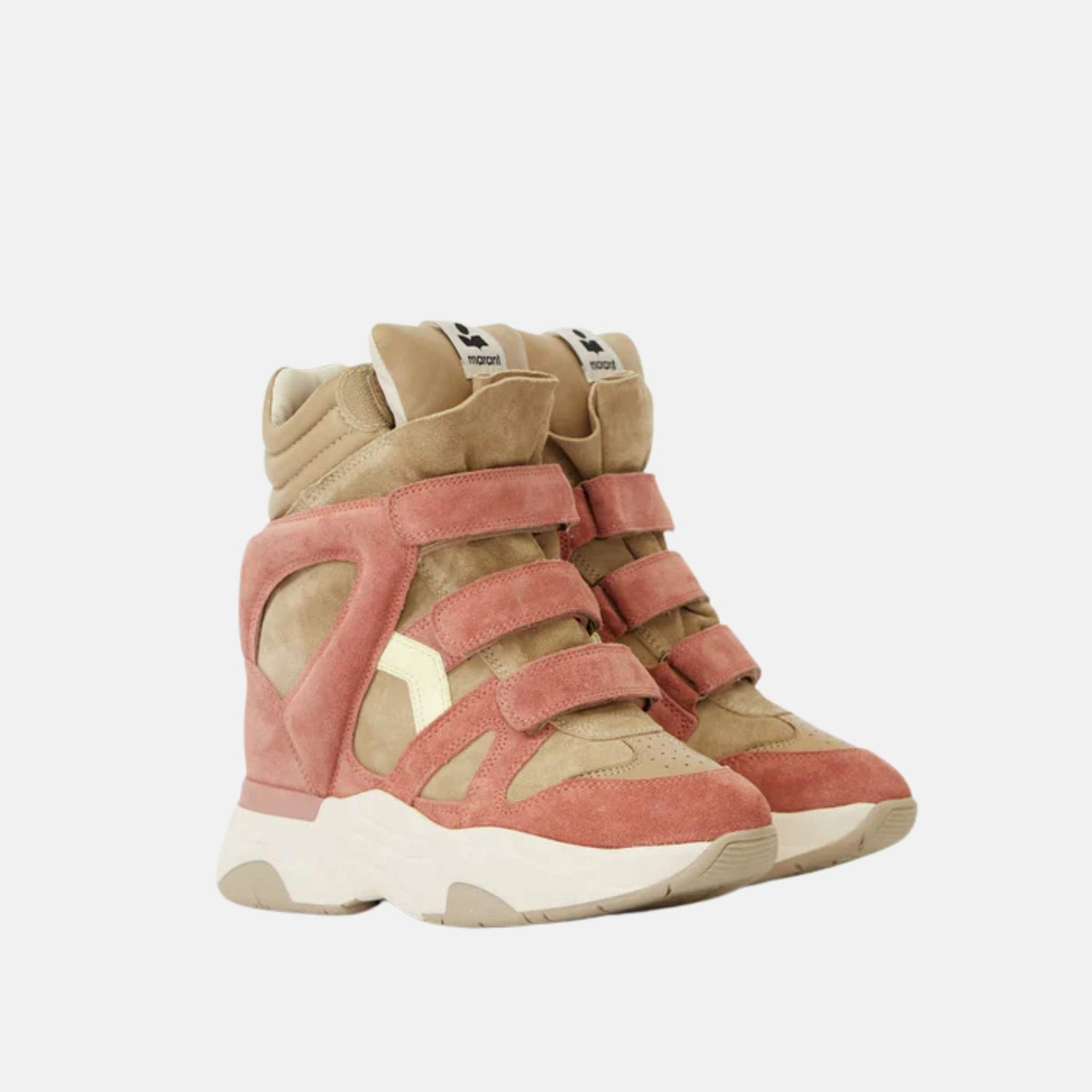 Isabel Marant Balskee Wedge Sneakers In Suede Calfskin Leather, Pink, Front
