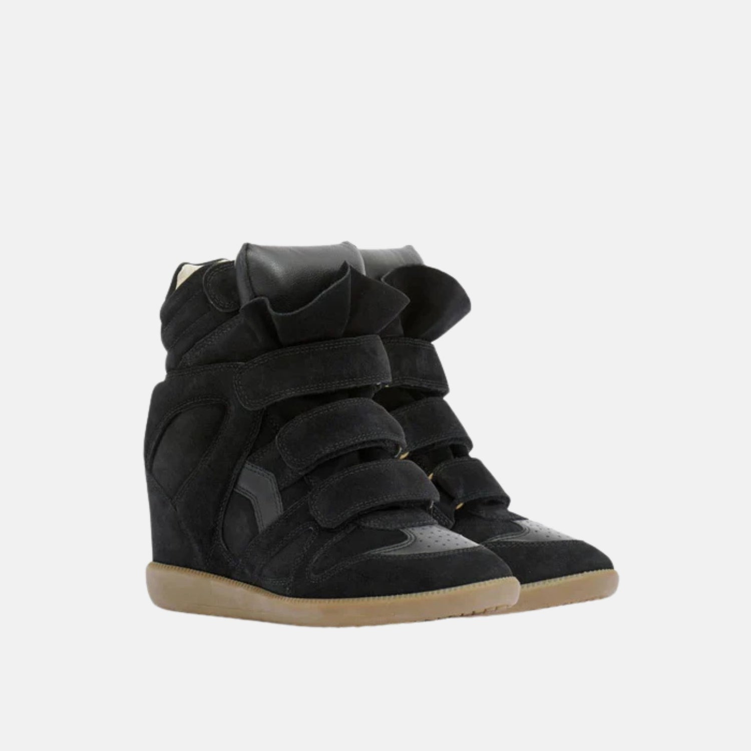 Isabel Marant Bekett Wedge Sneakers In Lambskin And Suede, Black, Front