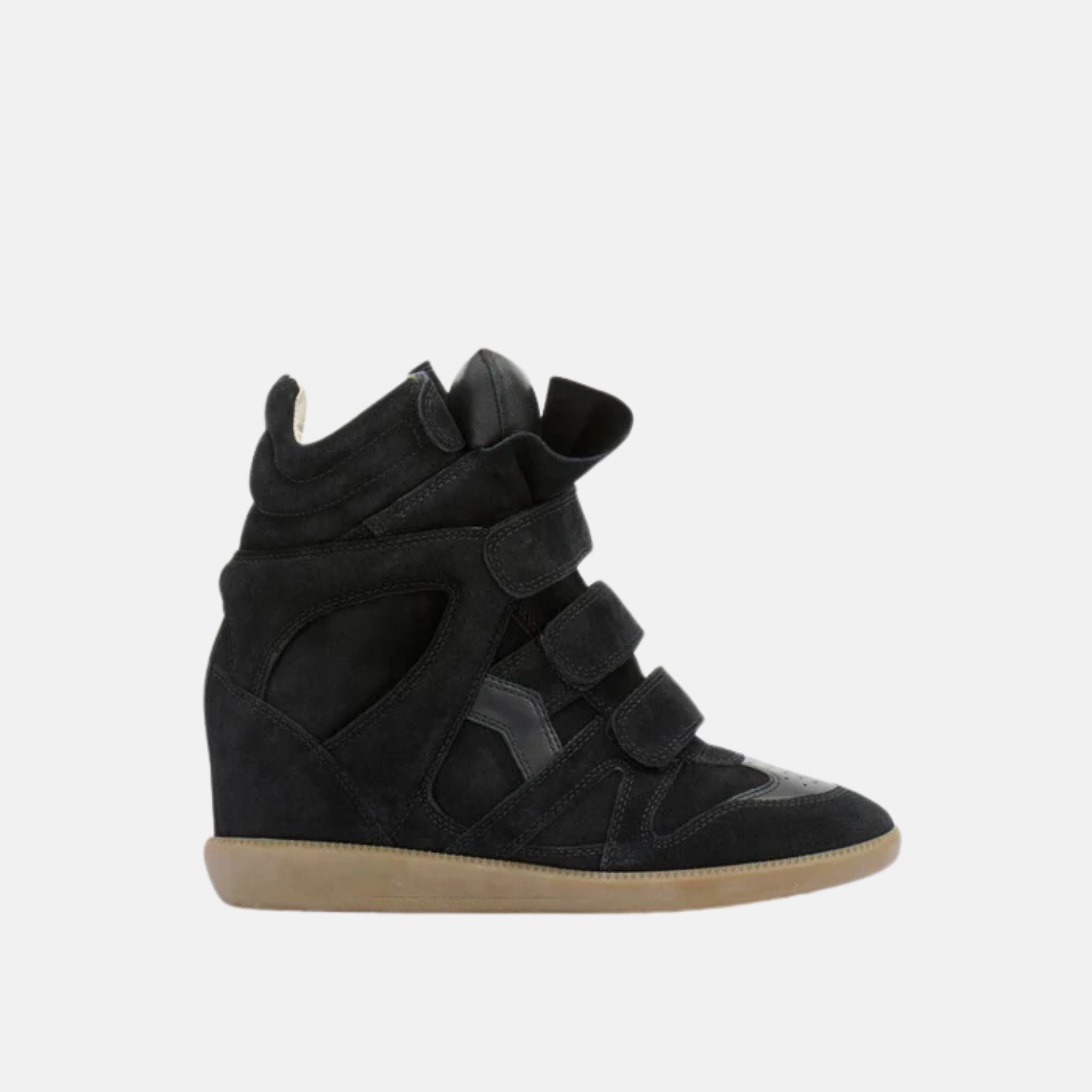 Isabel Marant Bekett Wedge Sneakers In Lambskin And Suede, Black, Side