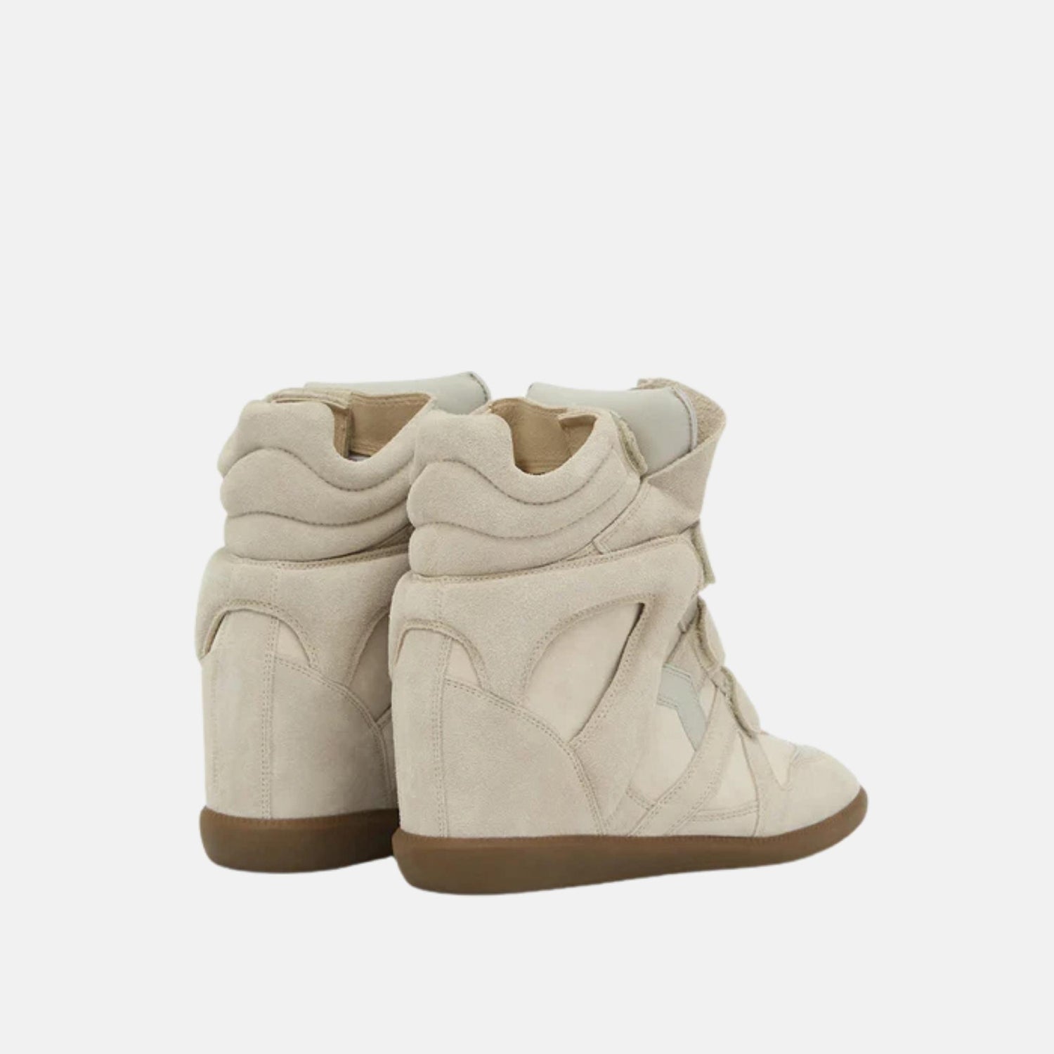 Isabel Marant Bekett Wedge Sneakers In Lambskin And Suede, Ecru, Back