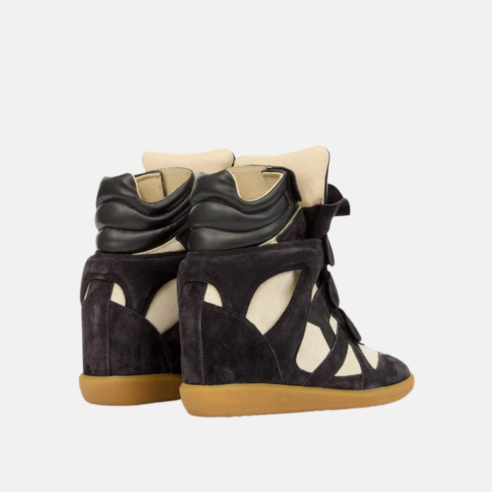Isabel Marant Bekett Wedge Sneakers In Suede Calfskin Leather, Black, Back