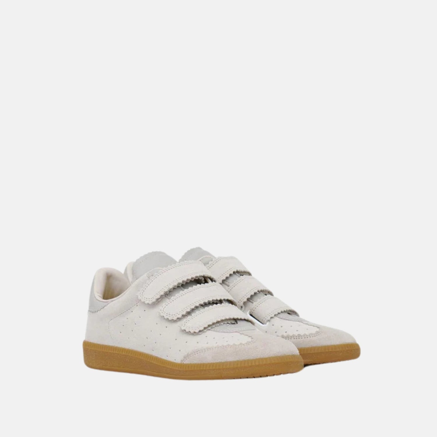 Isabel Marant Beth Low Top Sneakers In Suede Calfskin With Round Toes, Ecru, Front