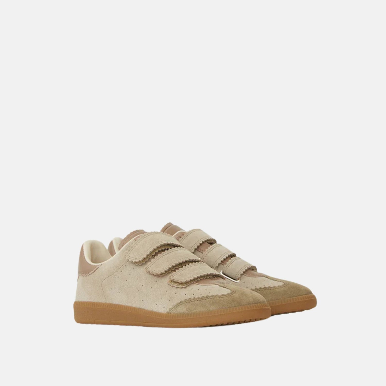 Isabel Marant Beth Low Top Sneakers In Suede Calfskin With Round Toes, Taupe, Front