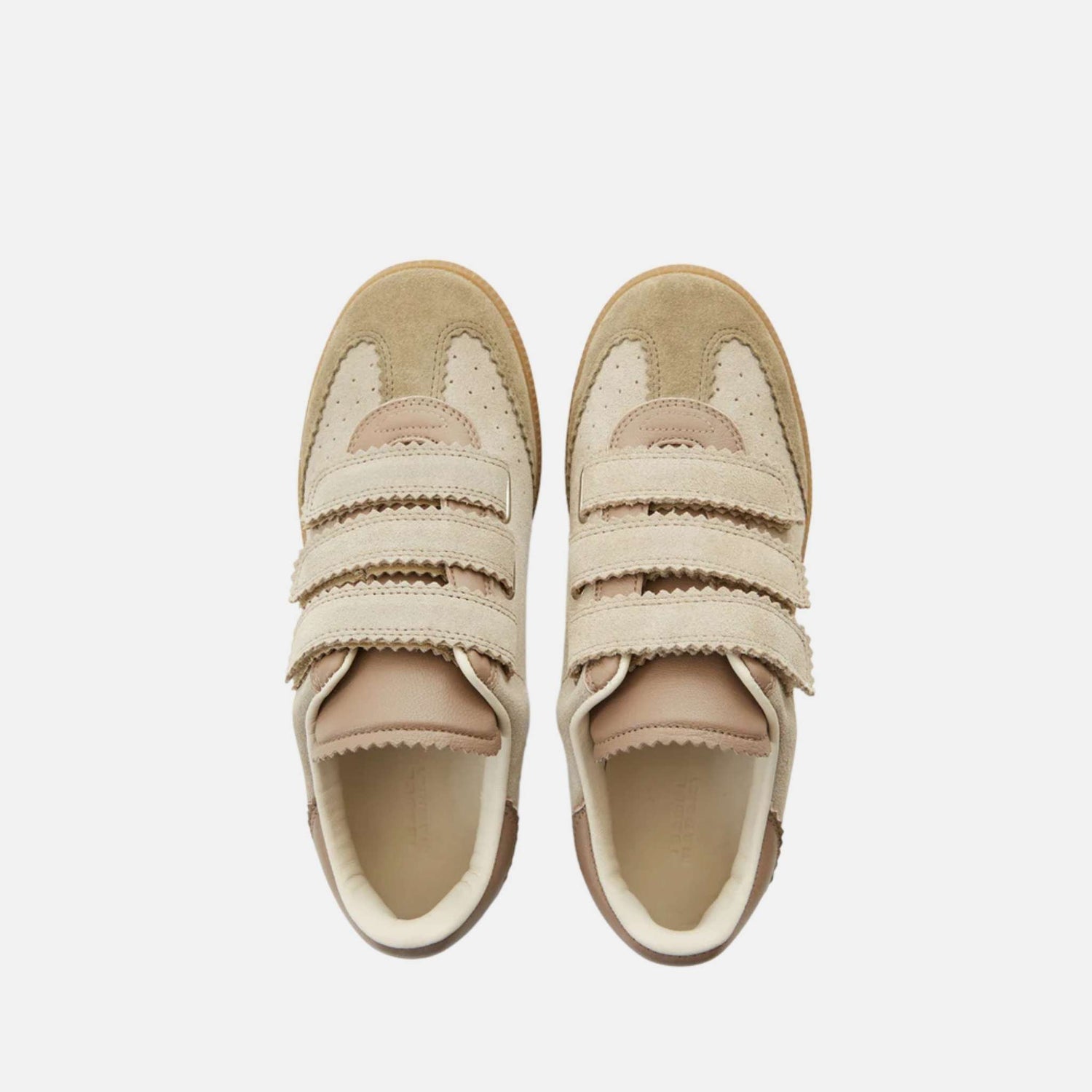 Isabel Marant Beth Low Top Sneakers In Suede Calfskin With Round Toes, Taupe, Top
