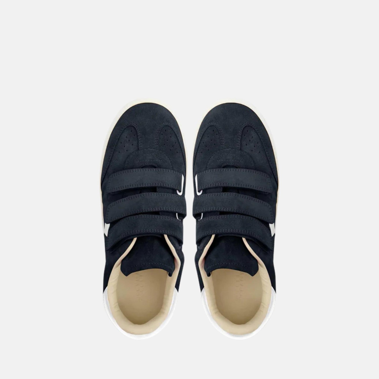 Isabel Marant Beth Sneakers In Suede Calfskin With Velcro Straps, Fadded Black, Top
