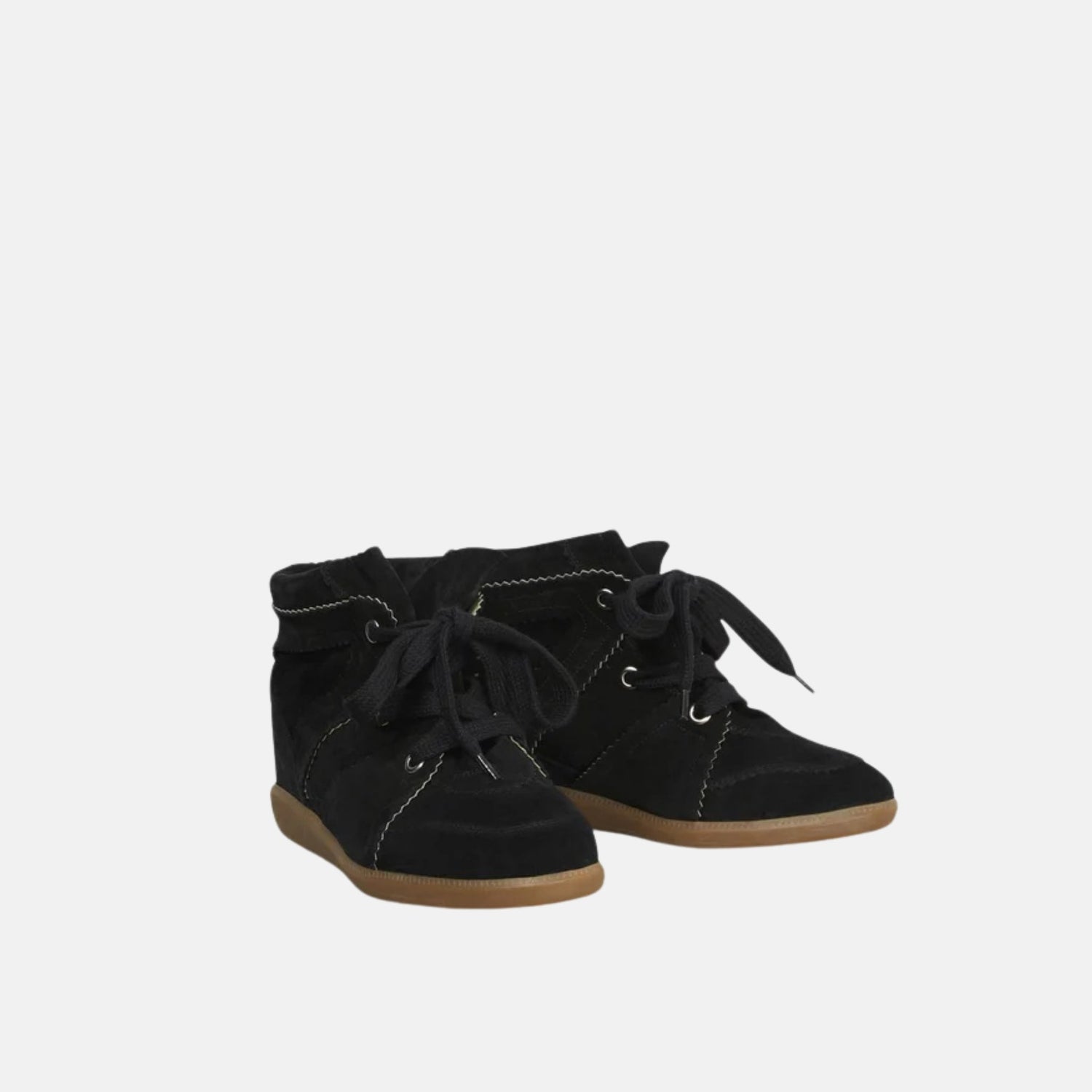 Isabel Marant Bobby Wedge Sneakers In Suede Leather, Black, Front