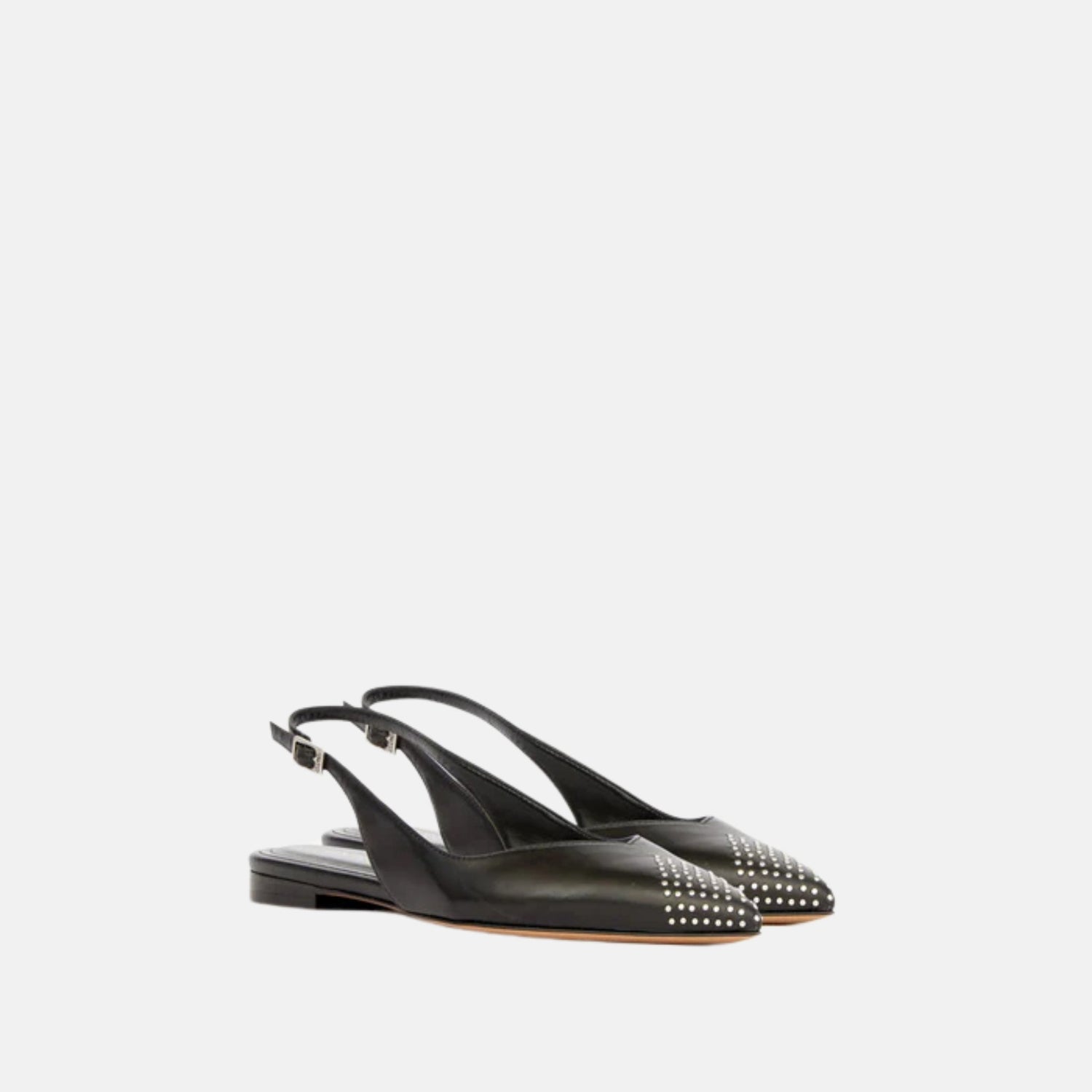 Isabel Marant Branee Slingback Ballet Flats Studded Calfskin Leather, Front