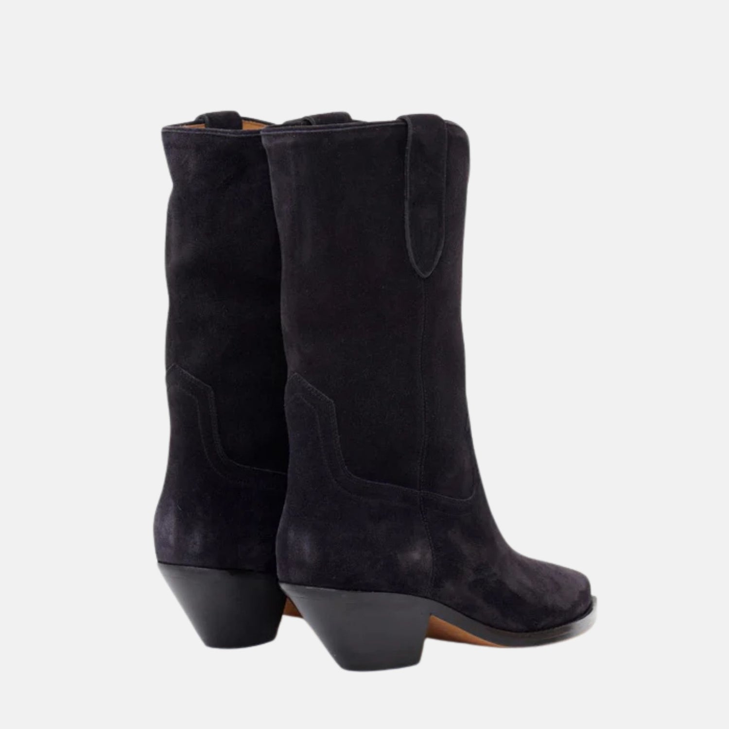 Isabel Marant Dahope Cowboy Boots In Suede Calfskin Leather, Black, Back