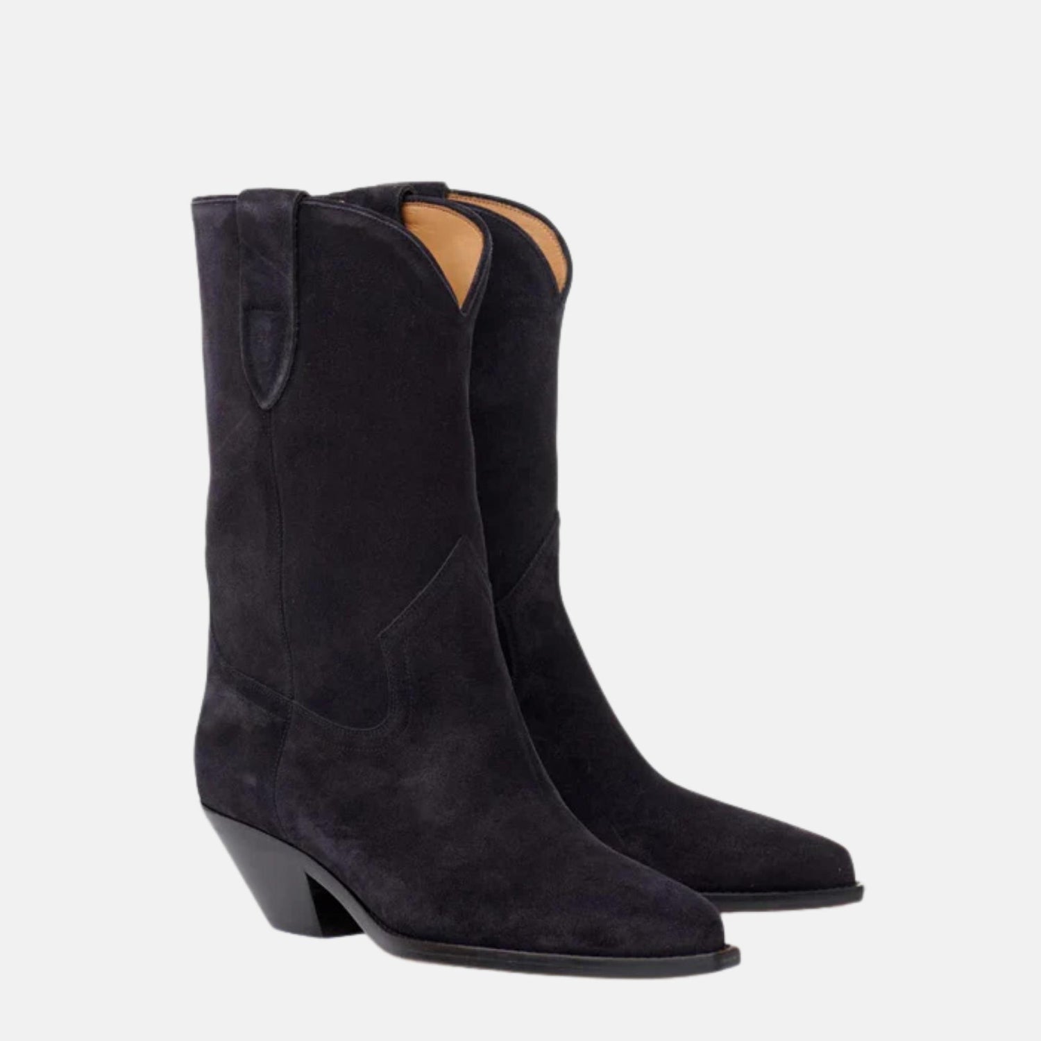 Isabel Marant Dahope Cowboy Boots In Suede Calfskin Leather, Black, Front