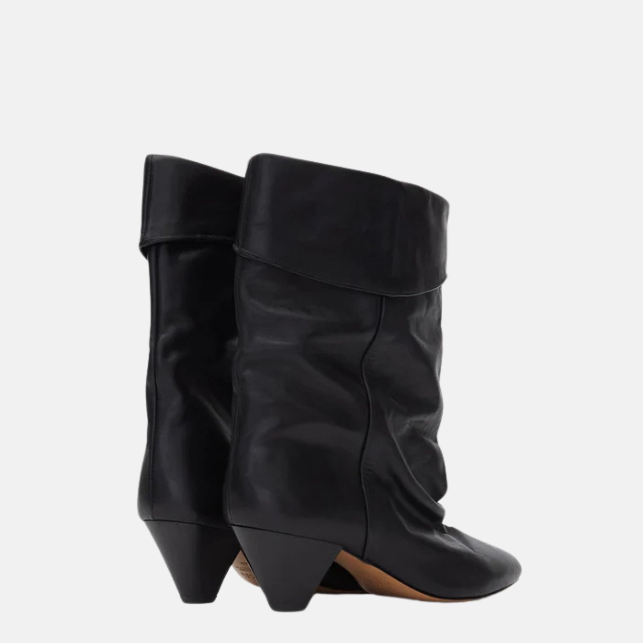 Isabel Marant Dalby Draped Boots In Calfskin Leather, Black, Back