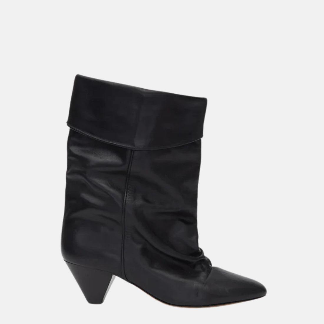 Isabel Marant Dalby Draped Boots In Calfskin Leather, Black, Side