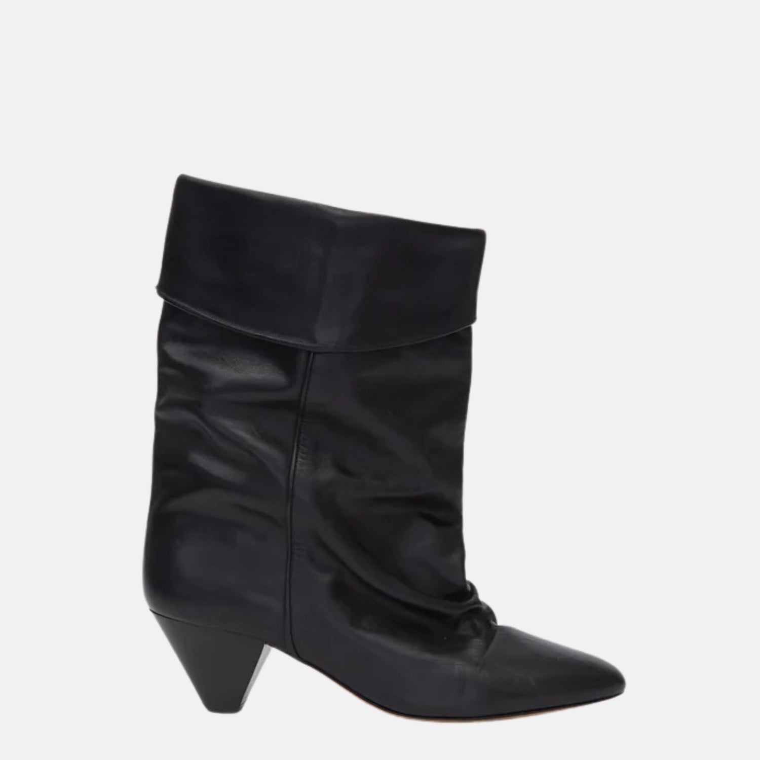 Isabel Marant Dalby Draped Boots In Calfskin Leather, Black, Side