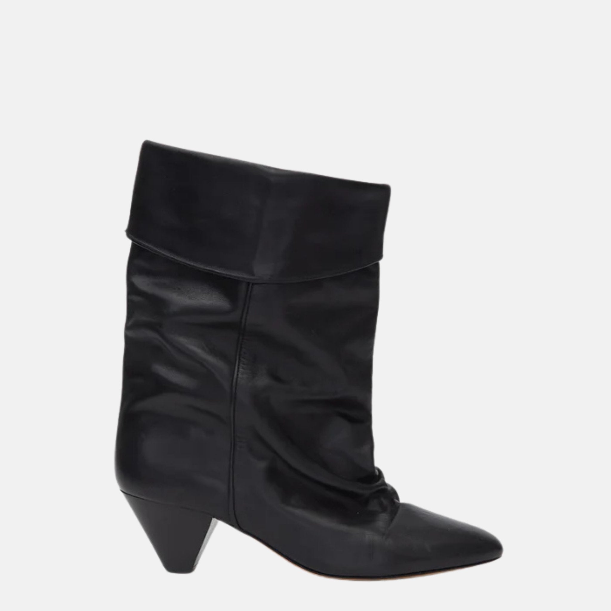 Isabel Marant Dalby Draped Boots In Calfskin Leather, Black, Side