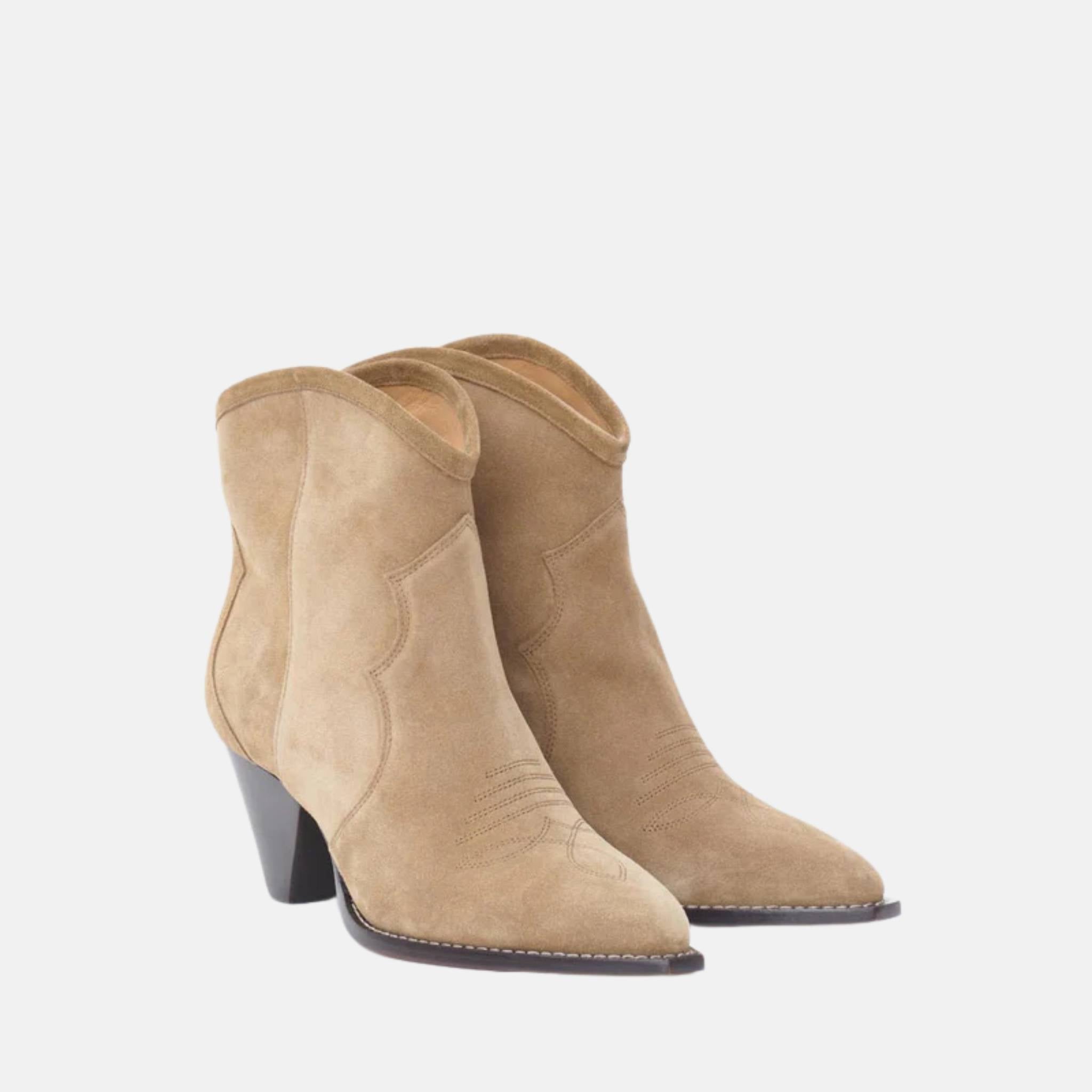 Isabel Marant Darizo High Heeled Cowboy Boots, Taupe, Front