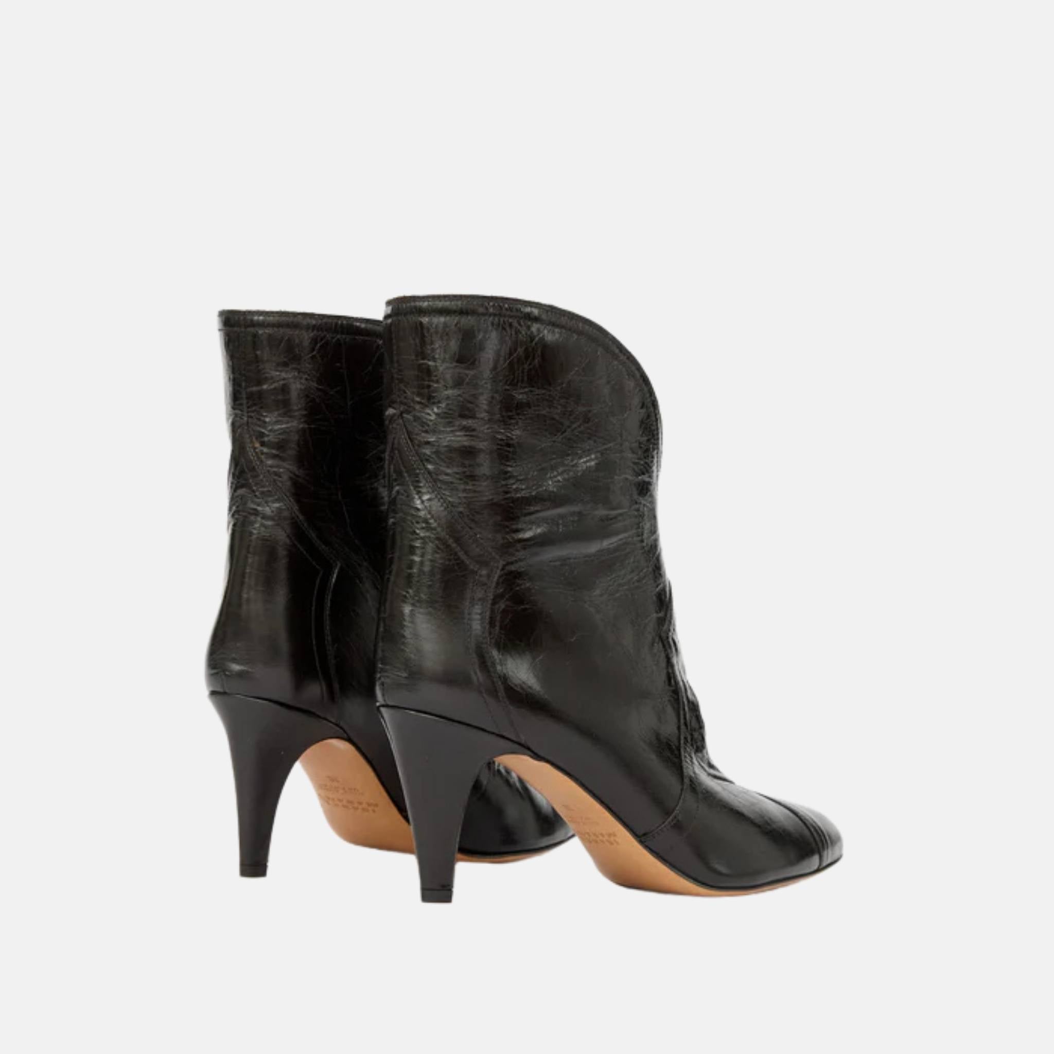Isabel Marant Davel High Heeled Boots In Shiny Cowhide Leather, Back