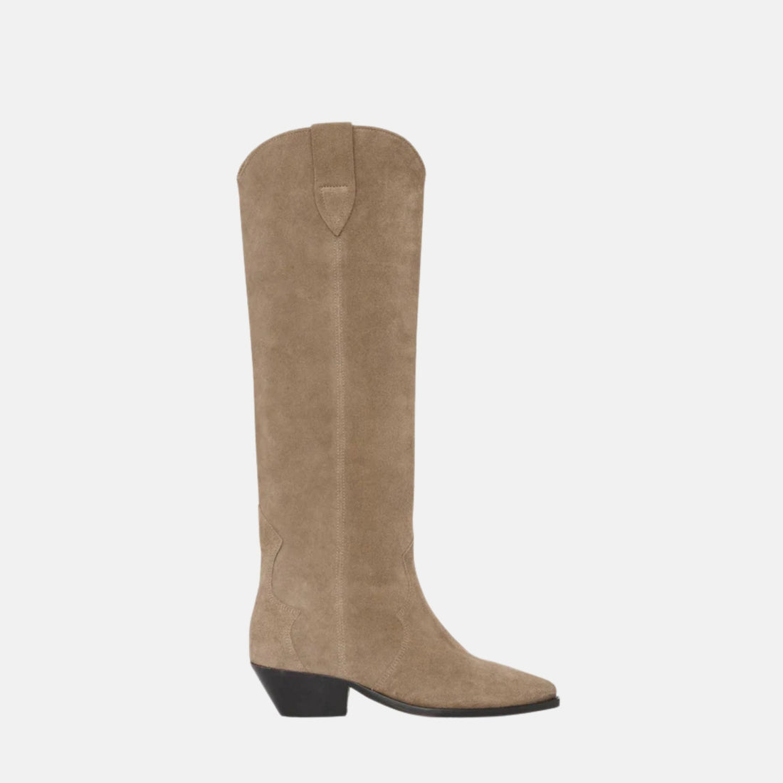 Isabel Marant Denvee Cowboy Boots In Suede Calfskin With Yokes, Taupe, Side