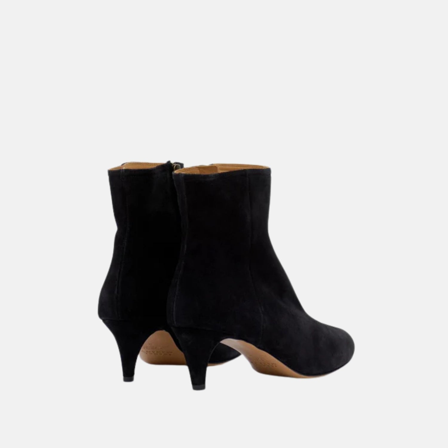 Isabel Marant Deone High Heeled Ankle Boots In Suede Leather, Black, Back