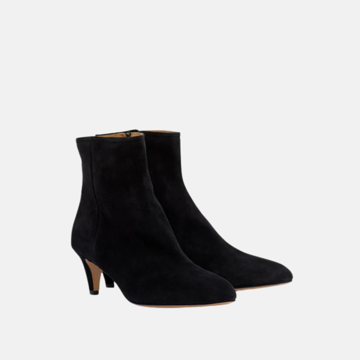 Isabel Marant Deone High Heeled Ankle Boots In Suede Leather, Black, Front