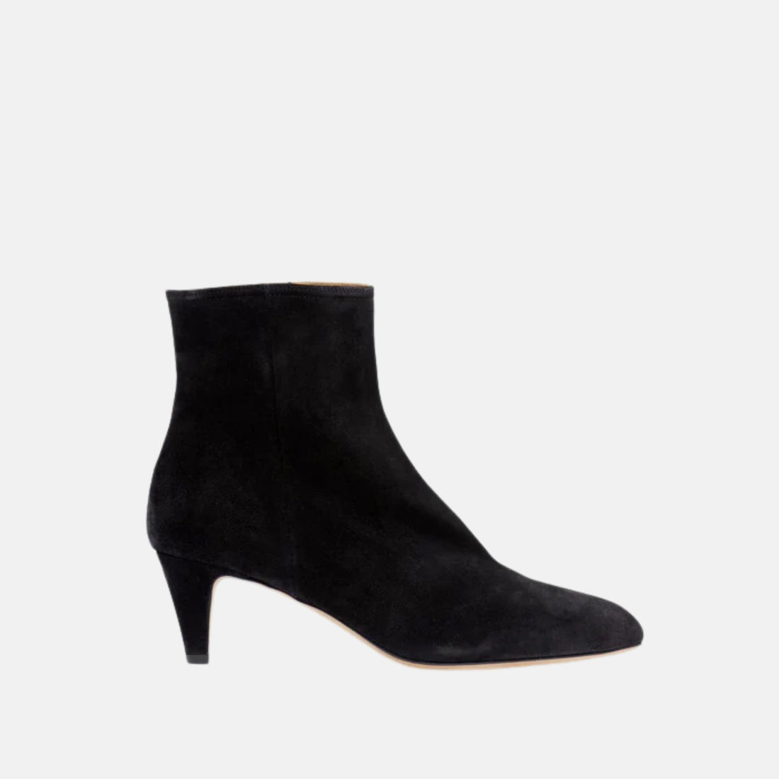 Isabel Marant Deone High Heeled Ankle Boots In Suede Leather, Black, Side