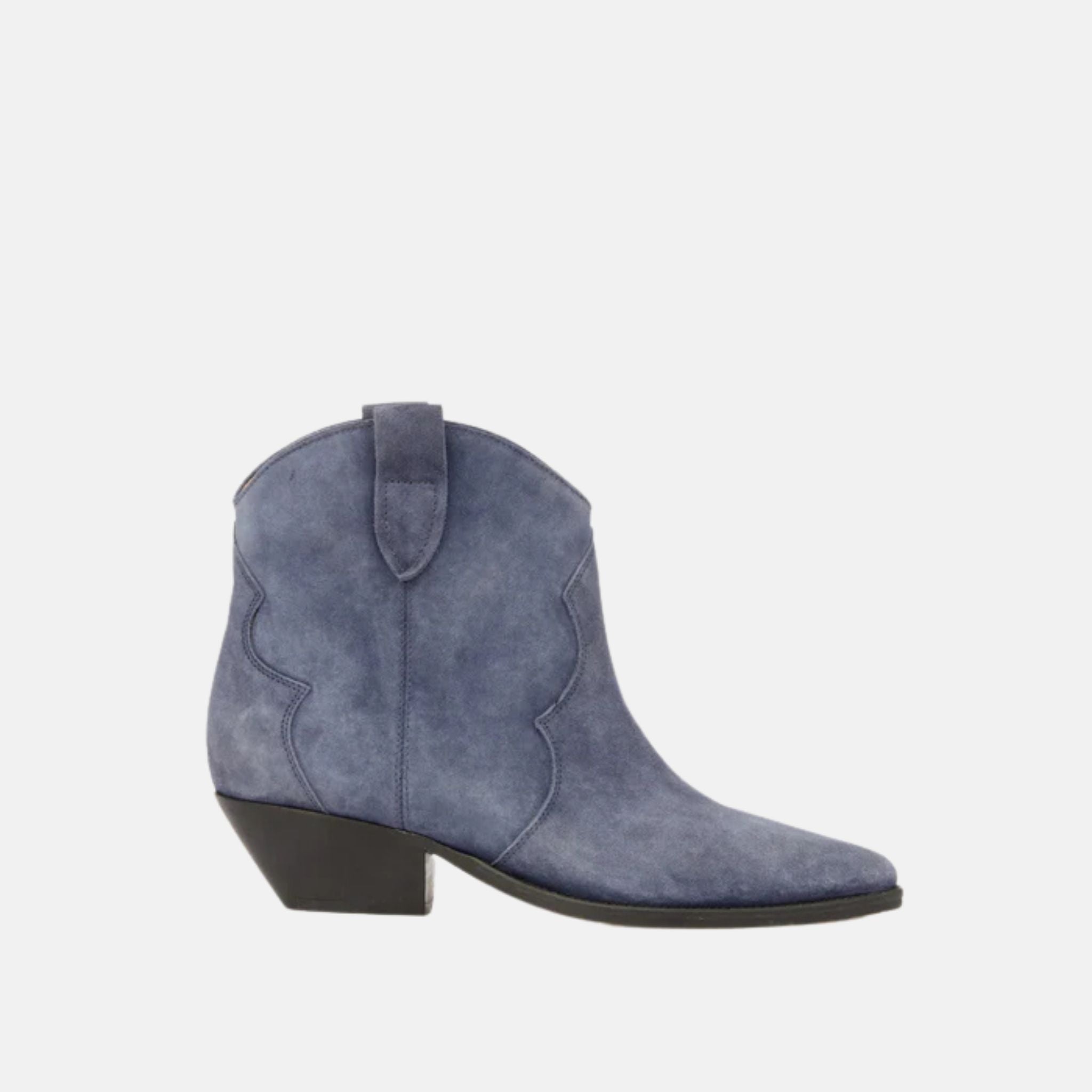 Isabel Marant Dewina Cowboy Boots In Suede Calfskin Leather, Blue, Side